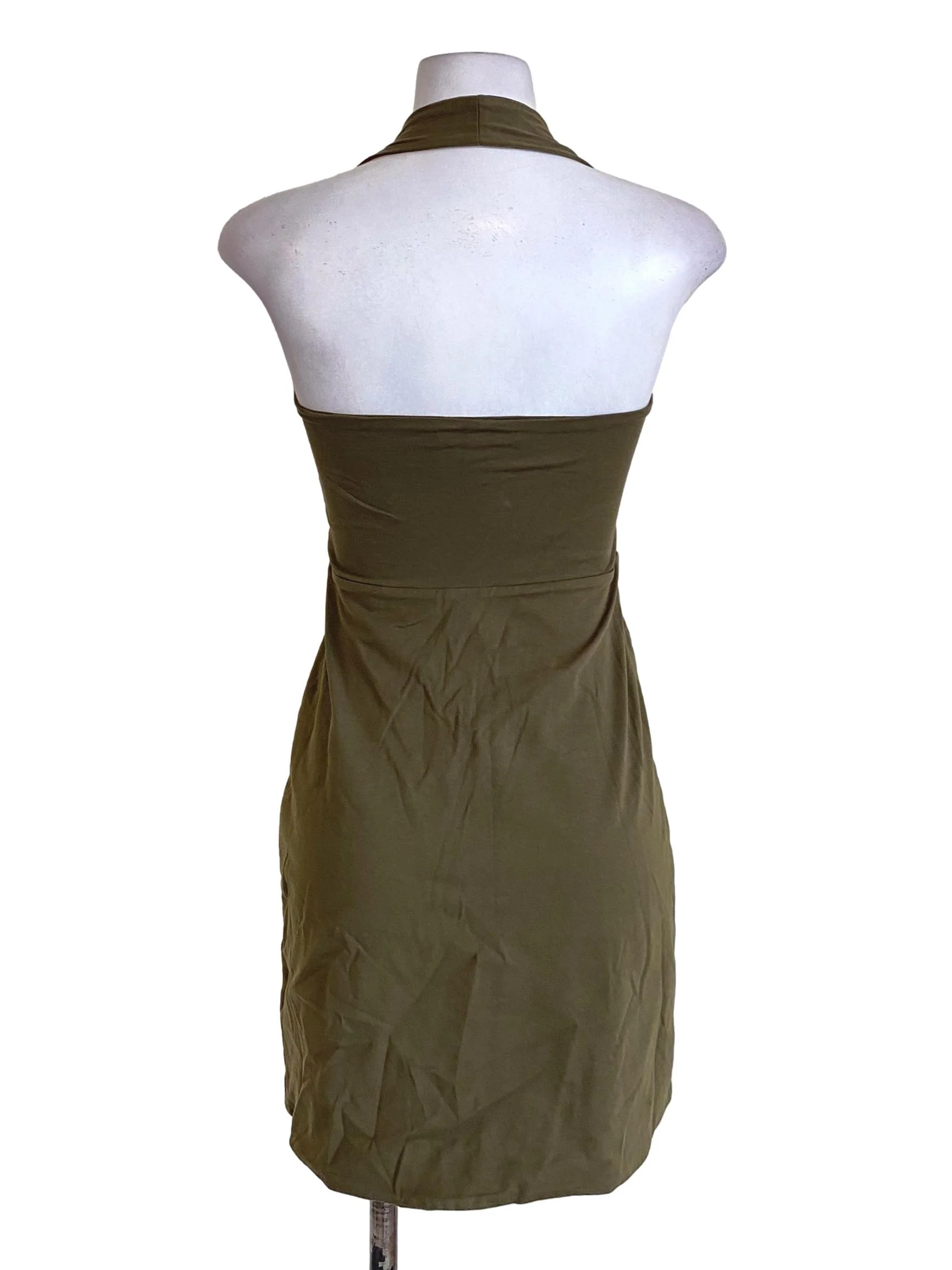 Crocodile Green Halter Neck Bodycon Dress - Image 2