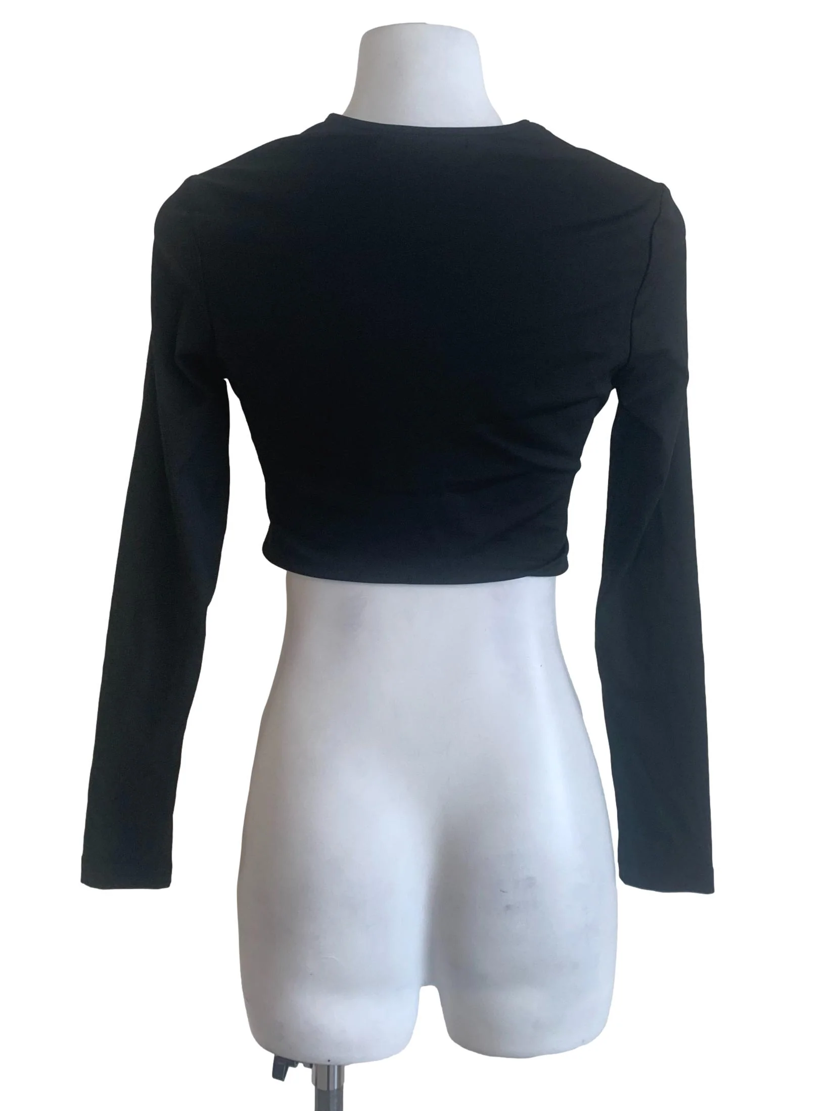 Crow Black Long Sleeve Crop Top - Image 2
