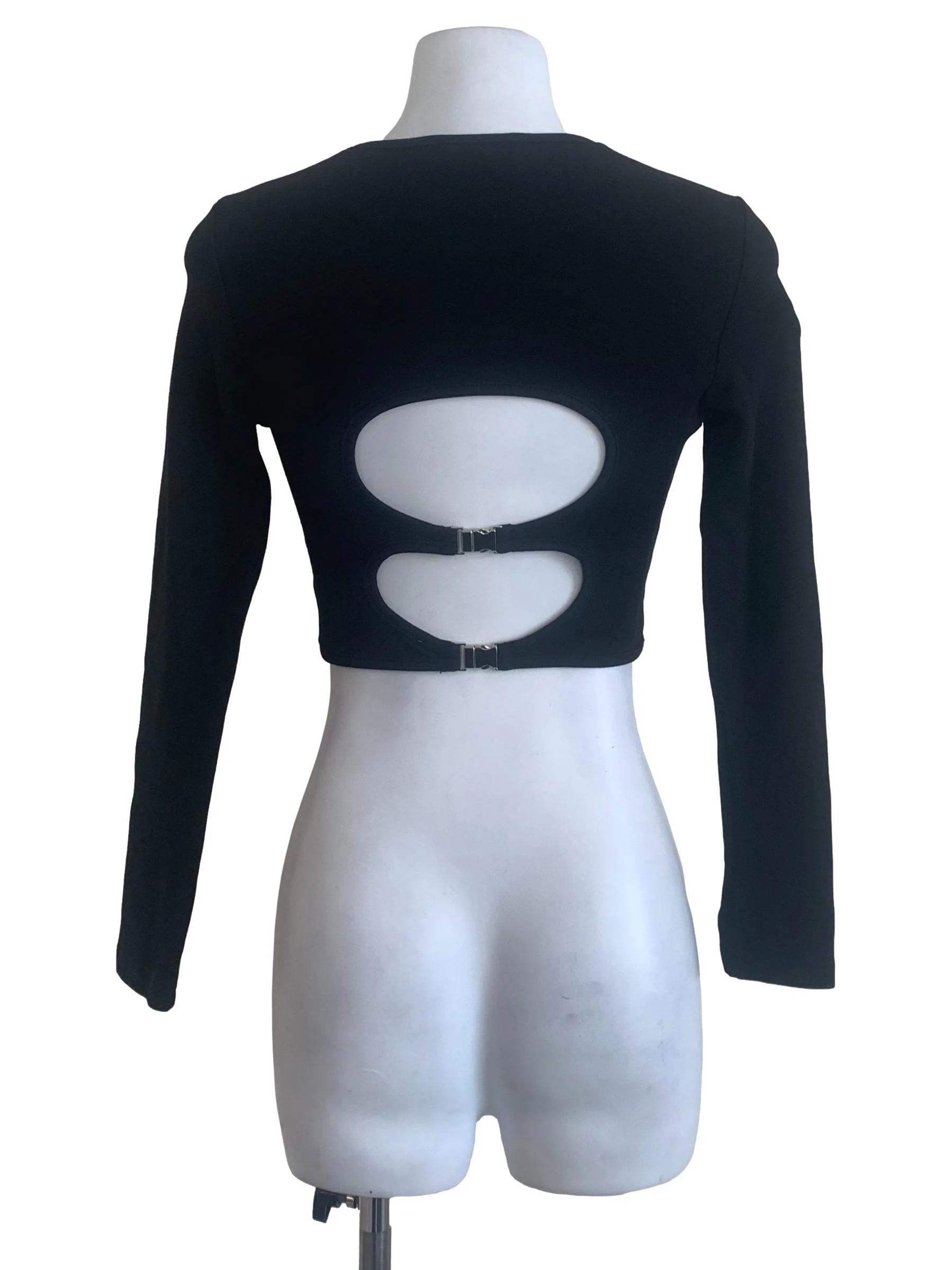 Crow Black Round Neck Crop Top - Image 2