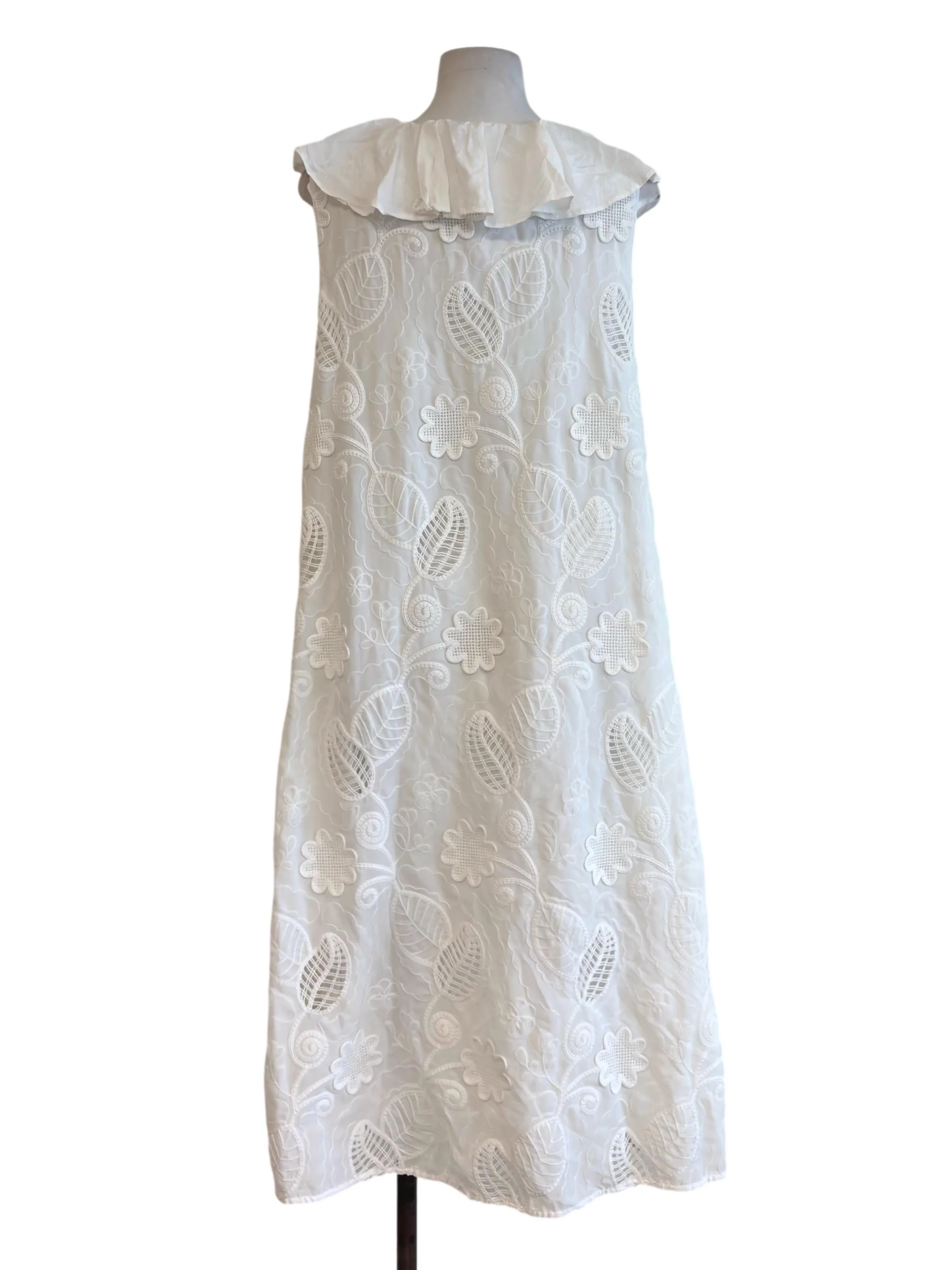 Daisy White Floral Embroidered Midi Dress - Image 2