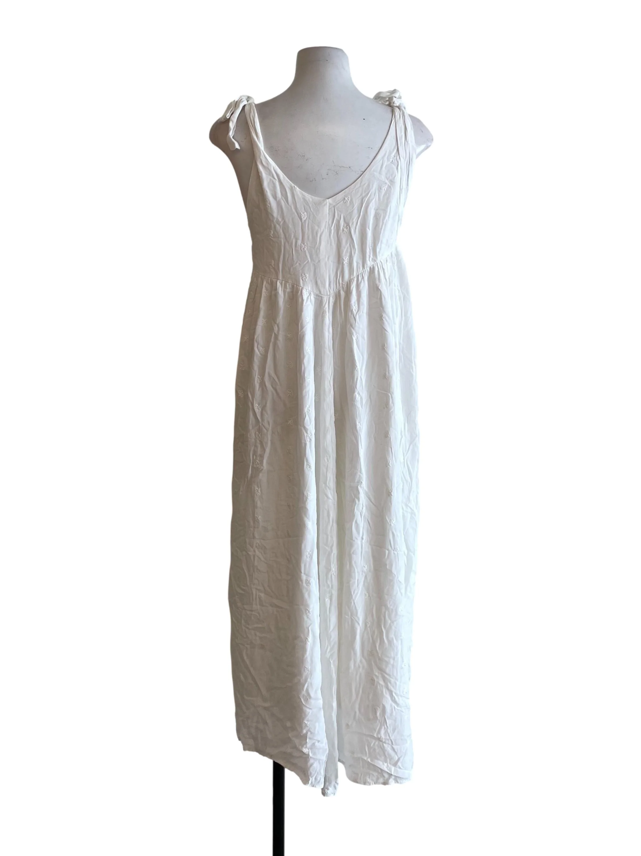 Daisy White Hollow Tie Bow Tent Dress - Image 2