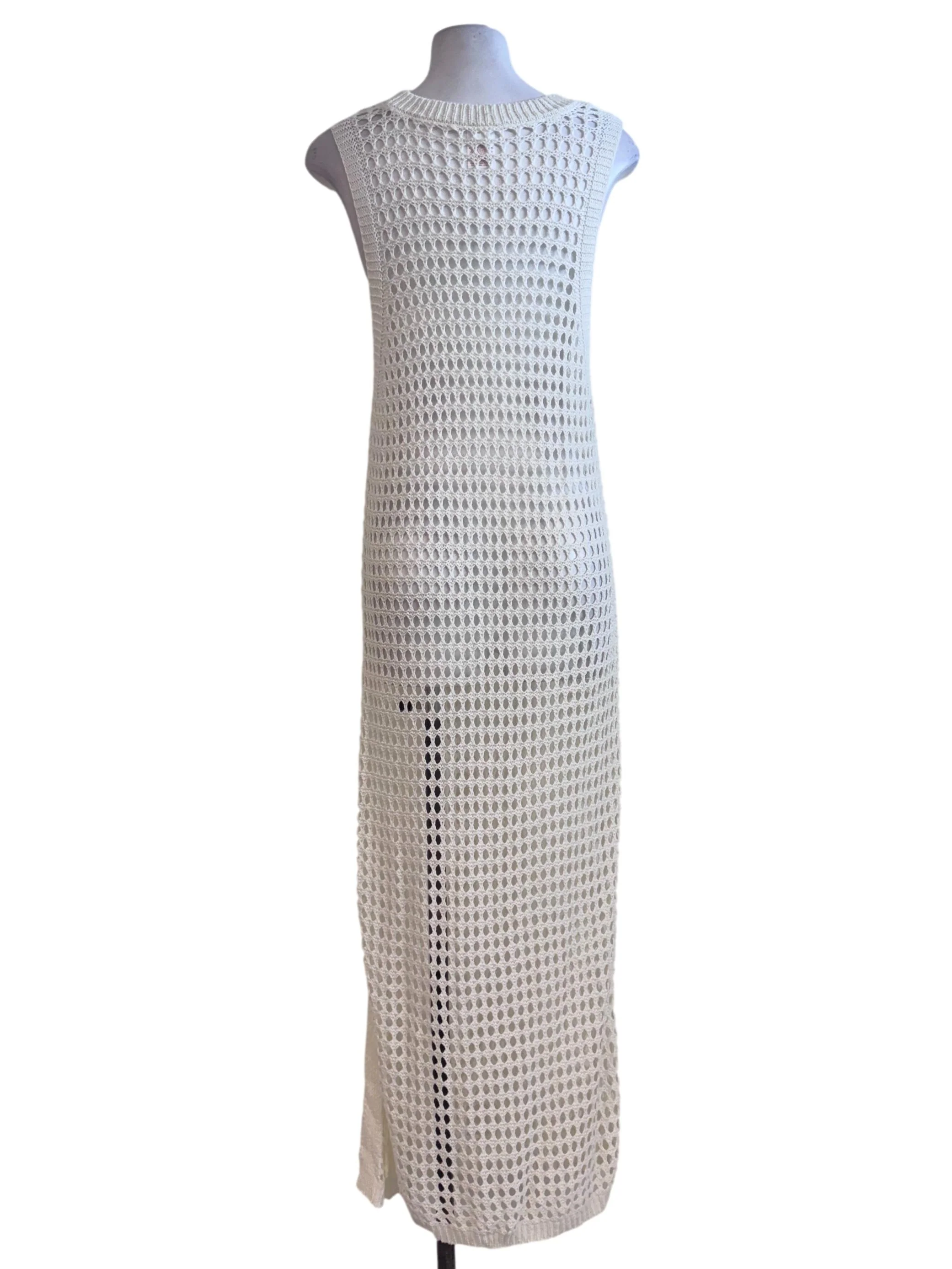 Daisy White Sleeveless Crochet Knit Dress - Image 2
