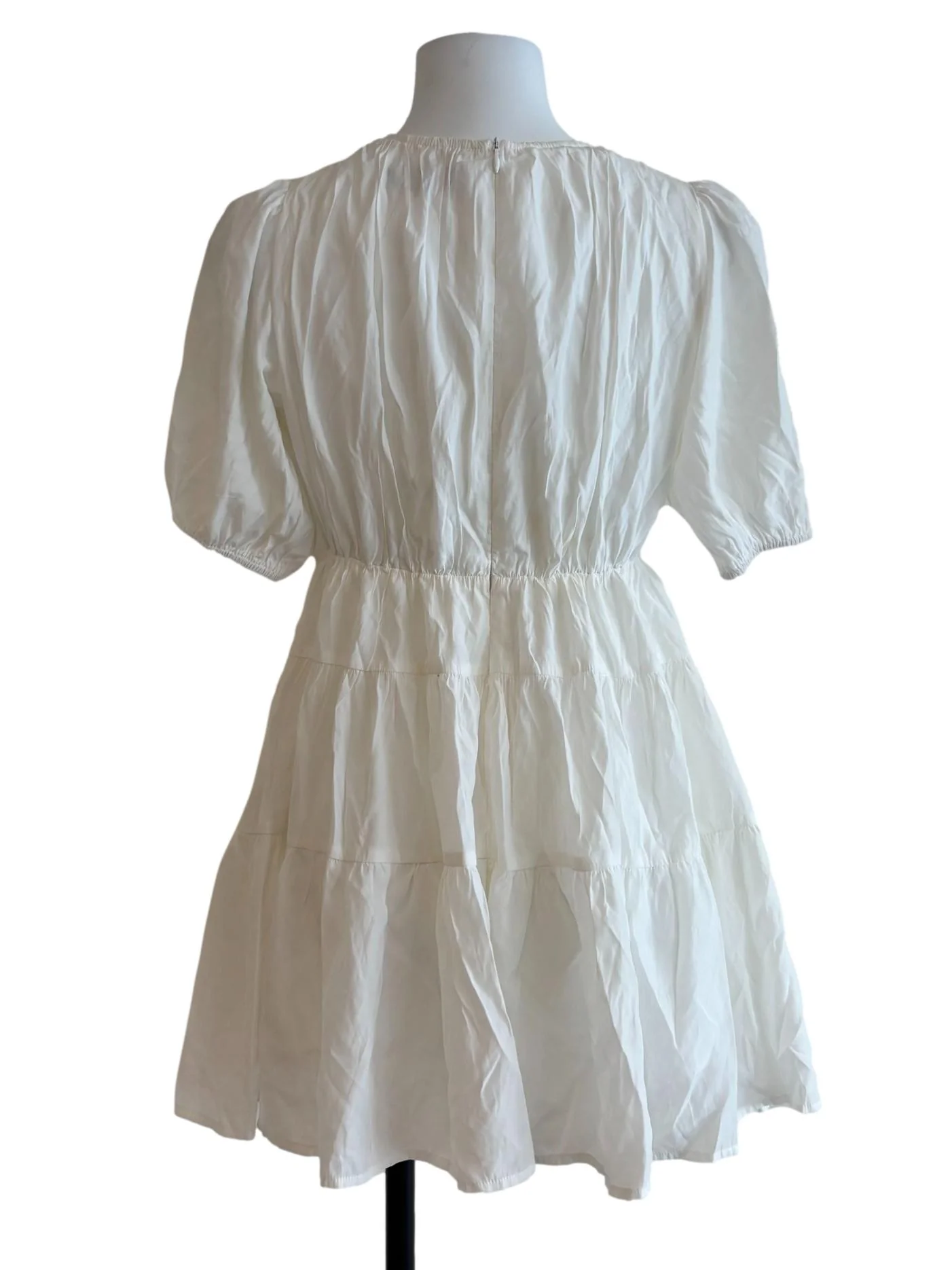 Daisy White Tiered Deep V Mini Dress - Image 2