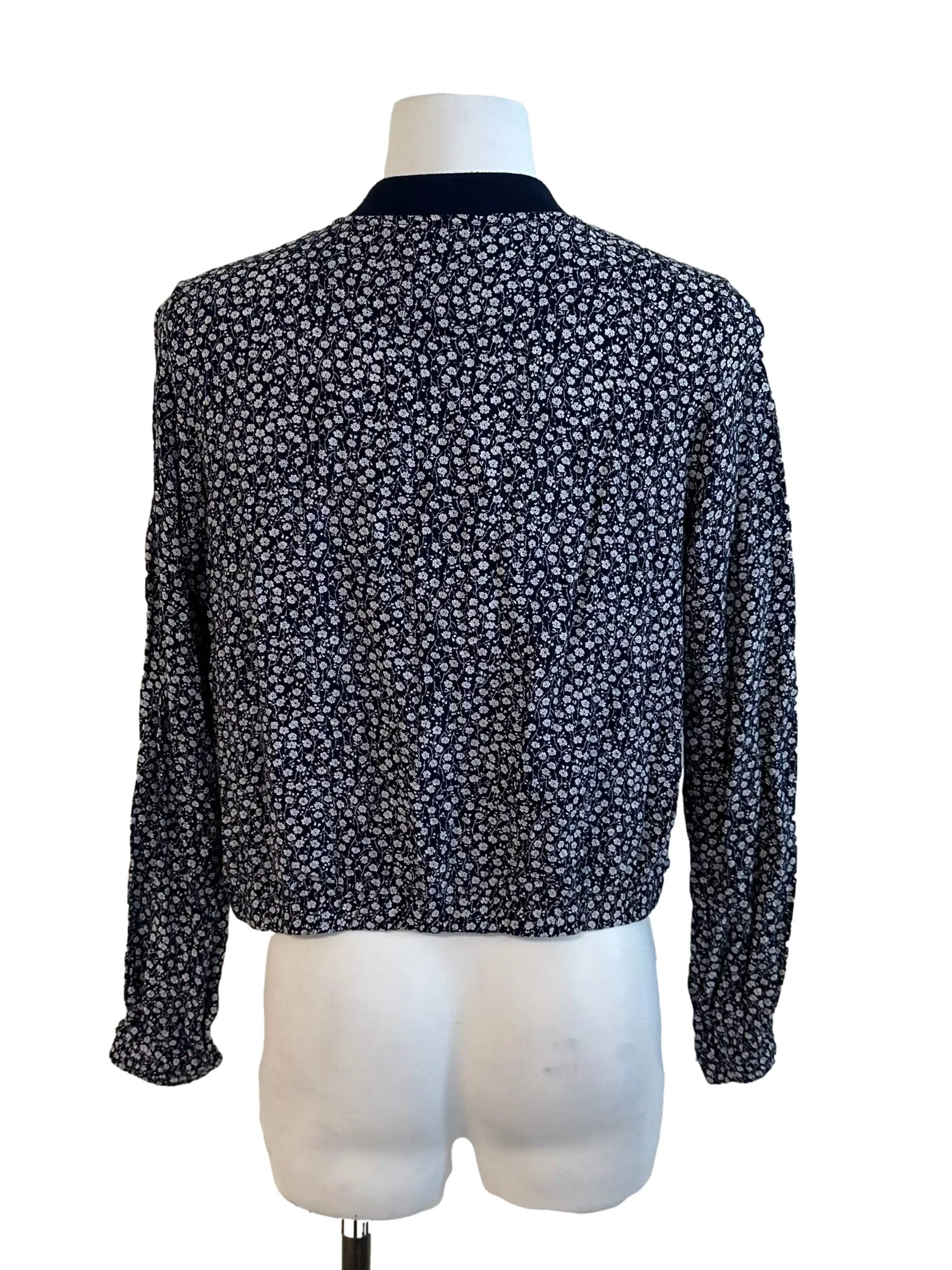 Dark Blue Floral Zipped Jacket - Image 2