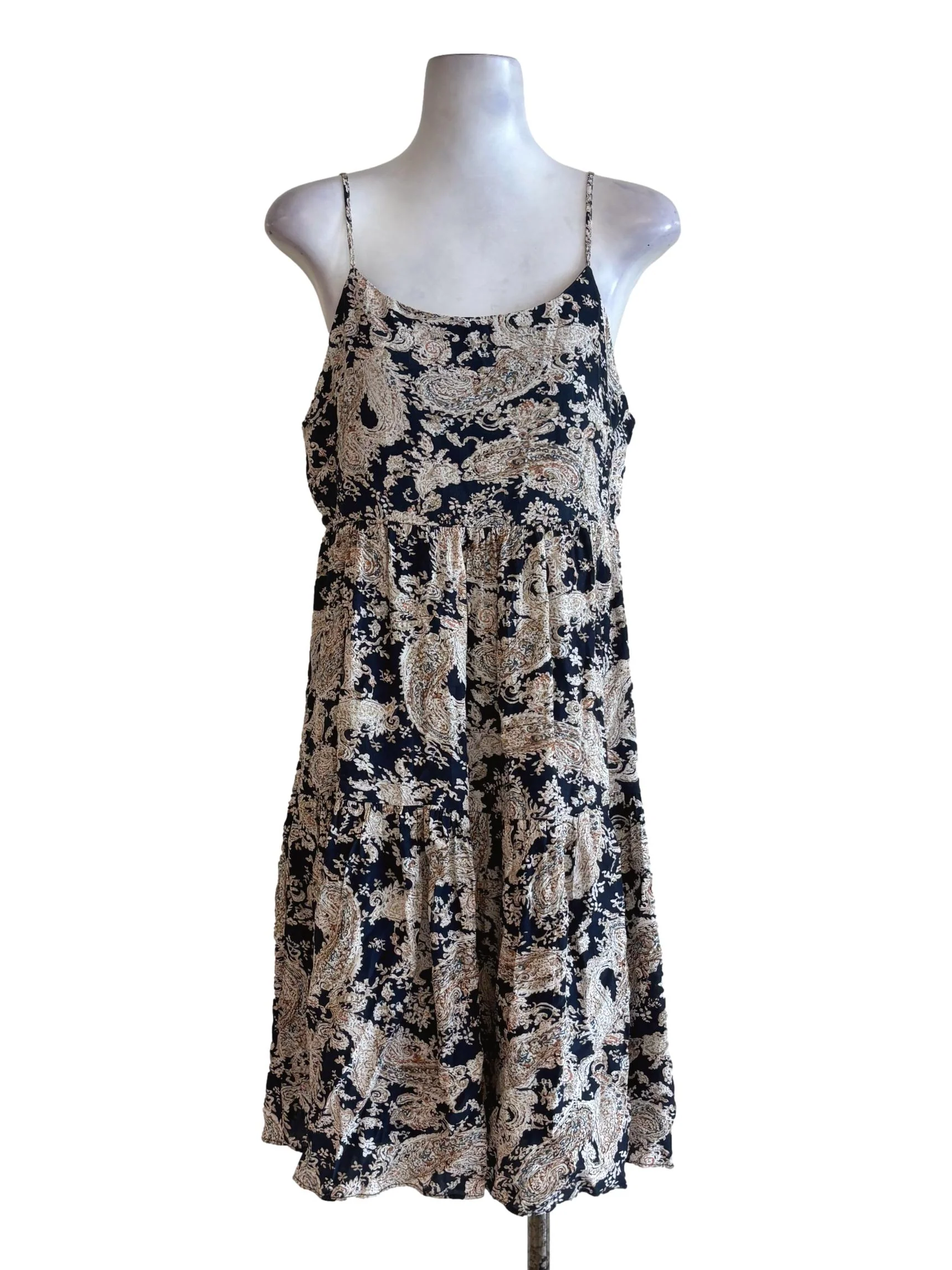 Dark Blue Merino White Print Dress TEM