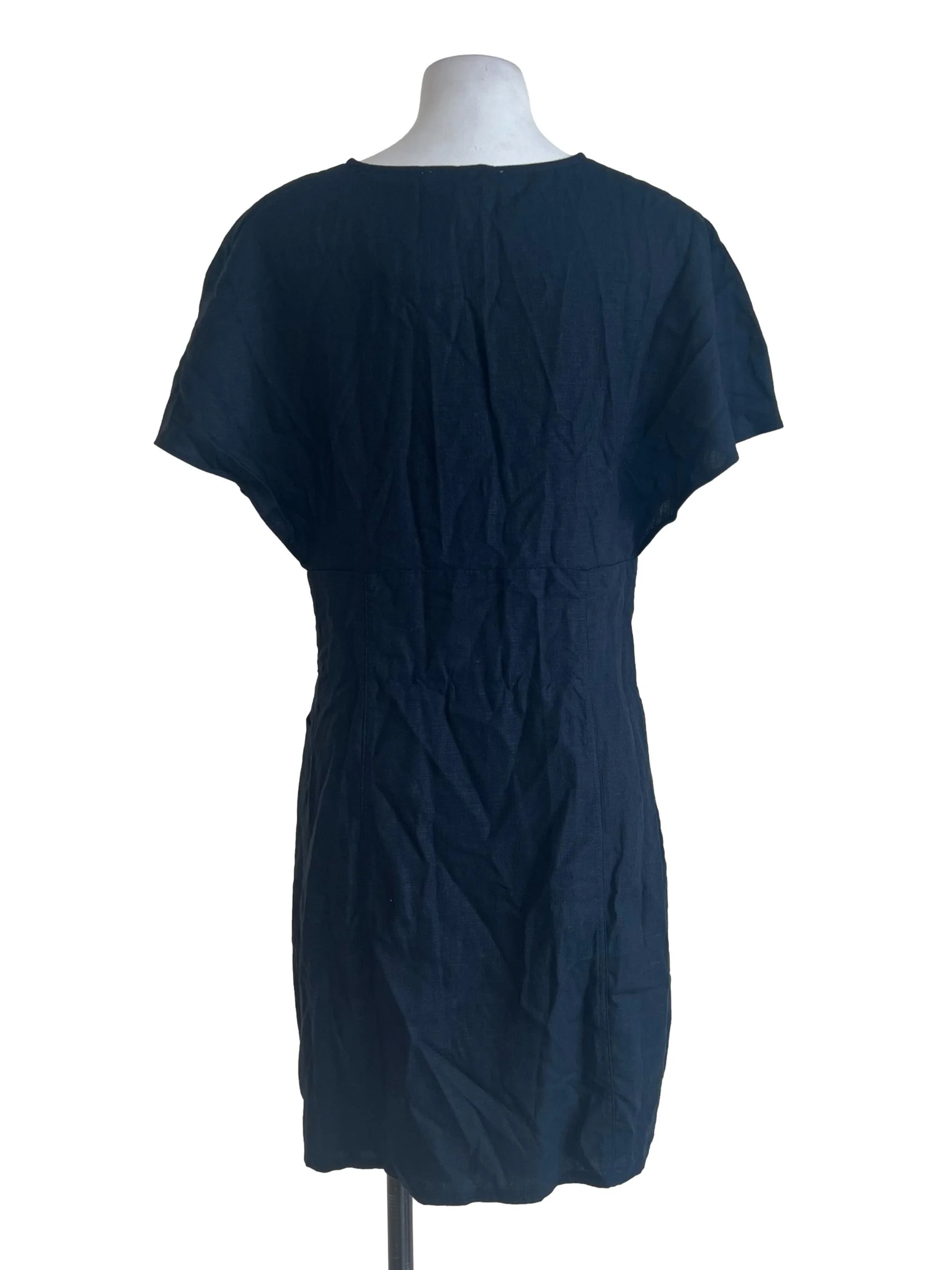 Dark Blue White Buttoned Dress - Image 2