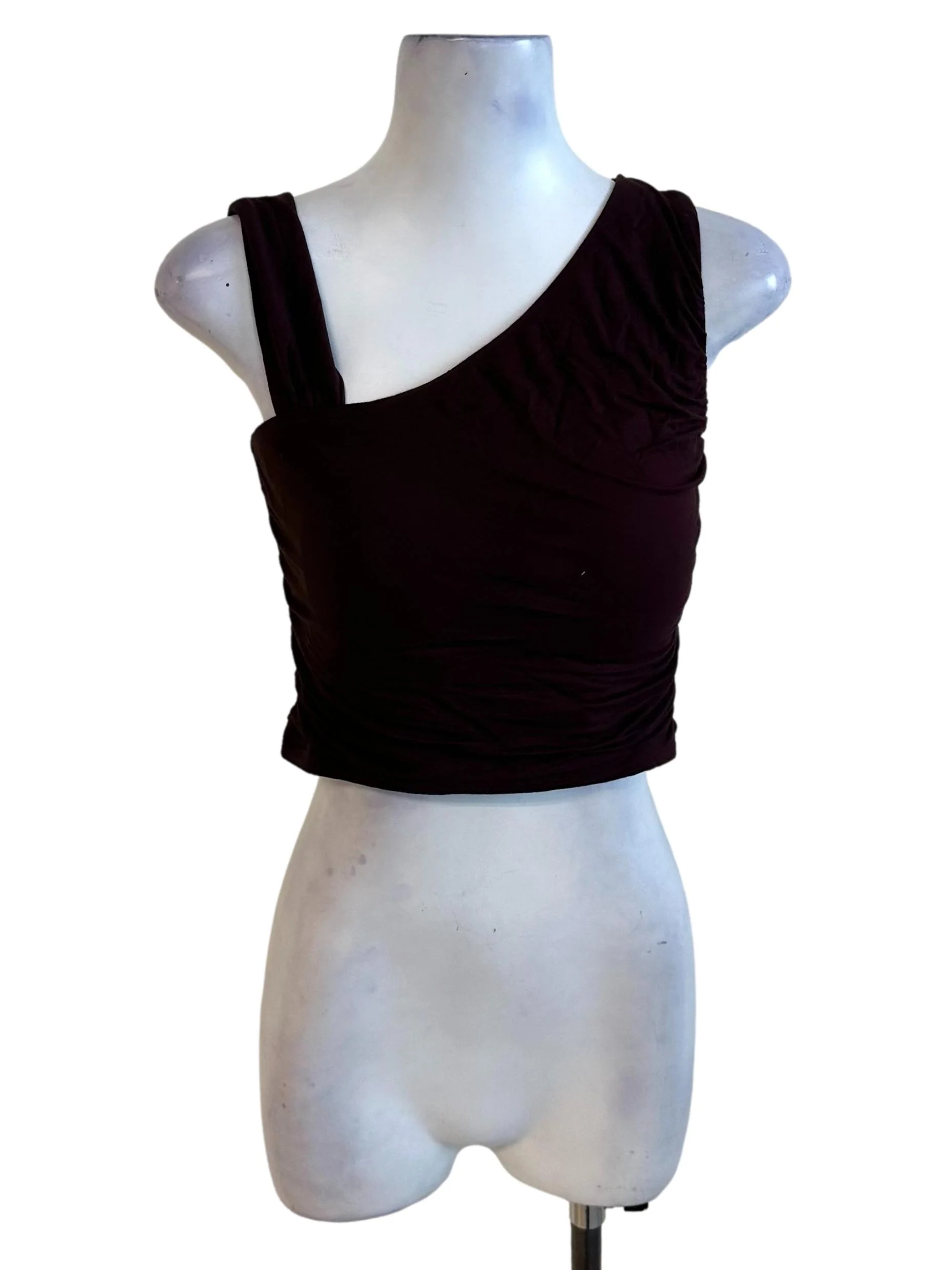 Dark Brown Asymmetric Fitted Top