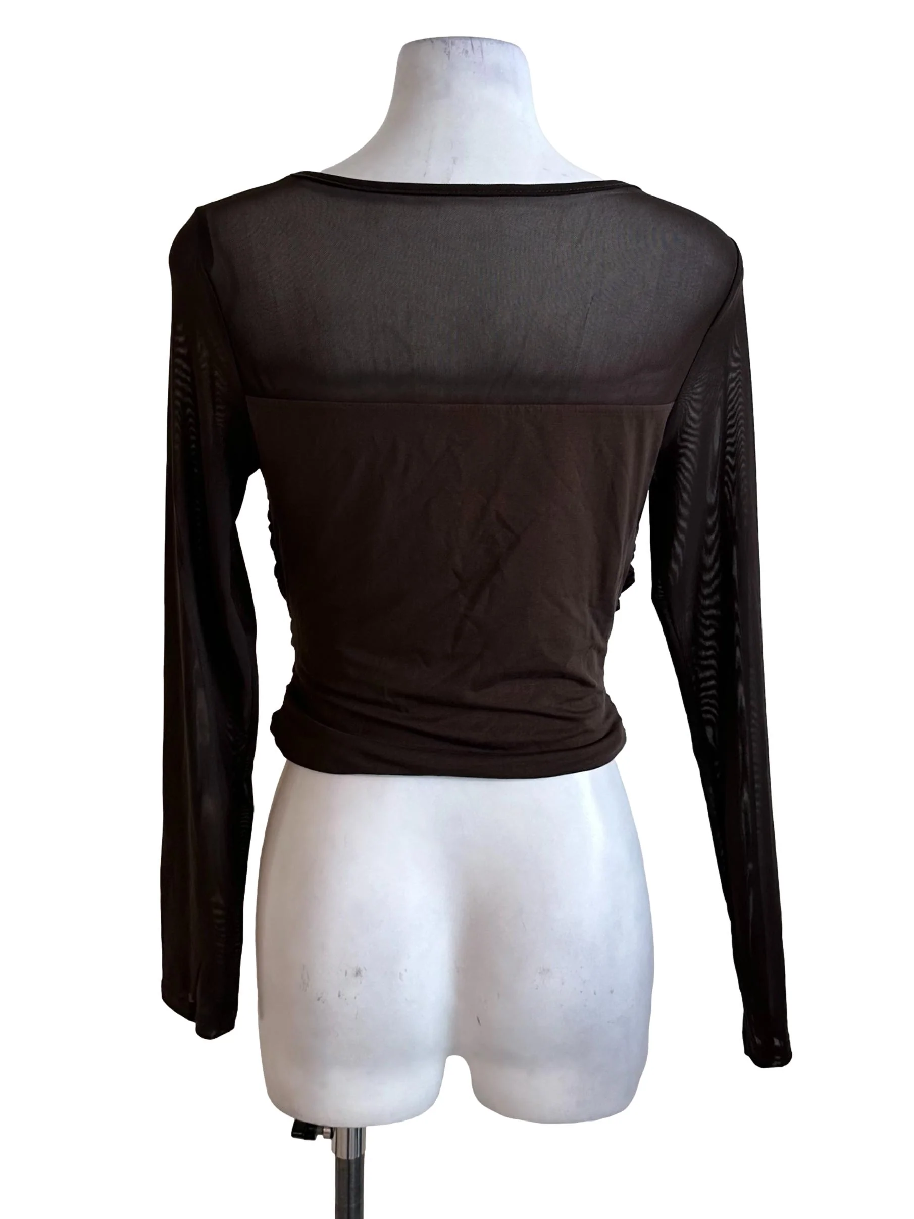 Dark Brown Mesh Net Front Open Top - Image 2