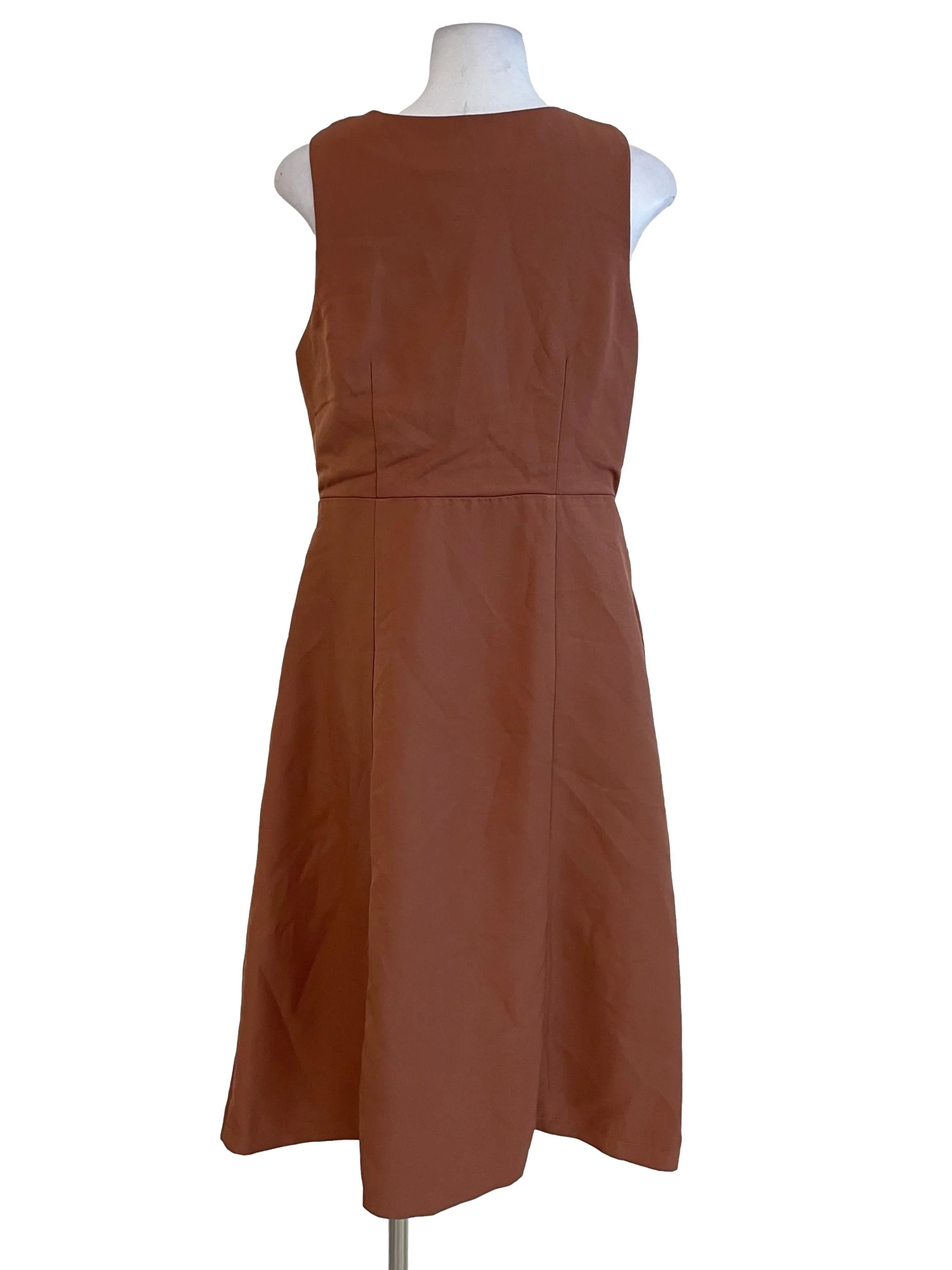 Dark Cantaloupe Button A-Line Dress - Image 2