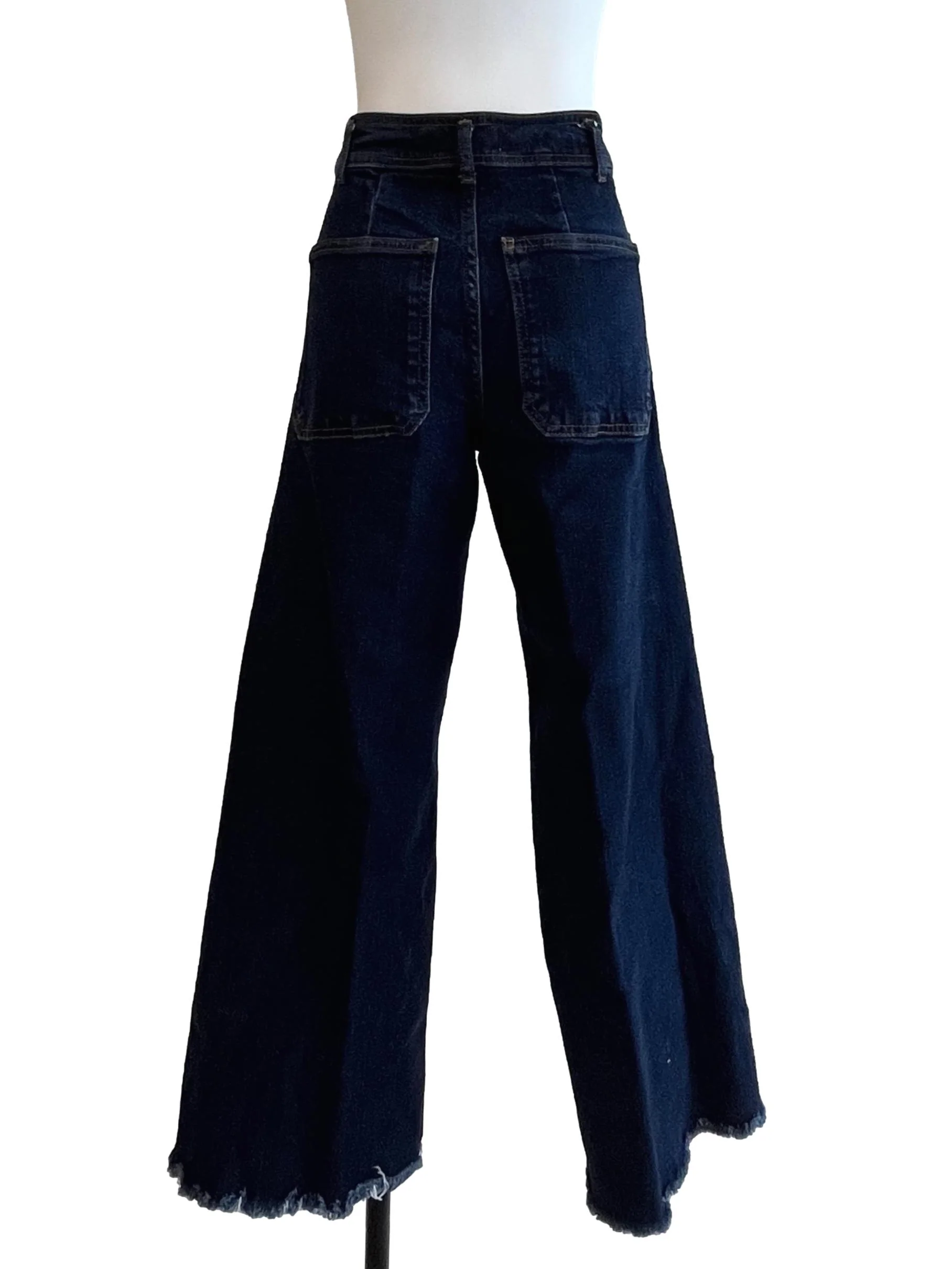 Dark Denim Blue Wide Jeans - Image 2