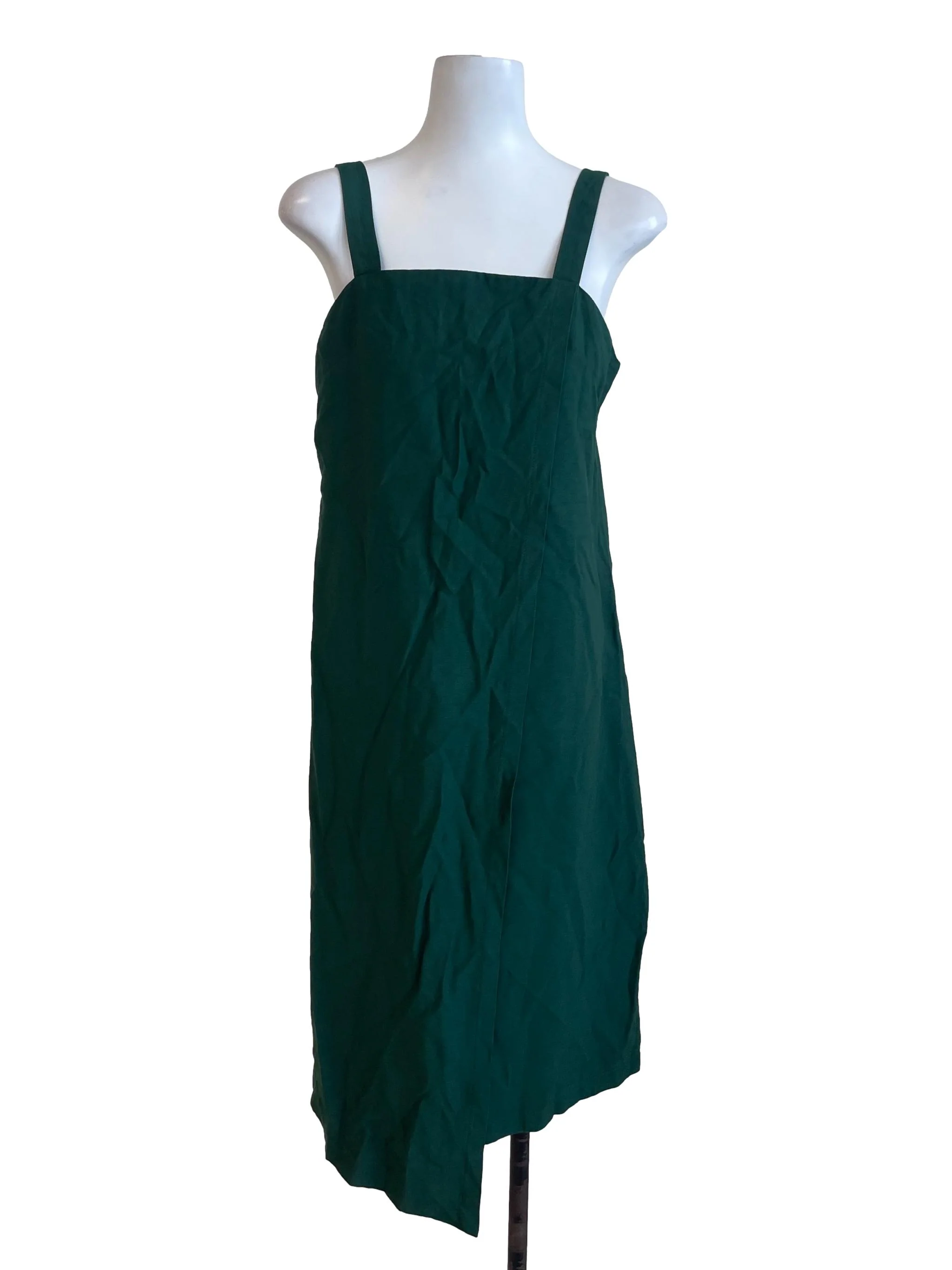 Dark Green Plain Front Side Slit Dress