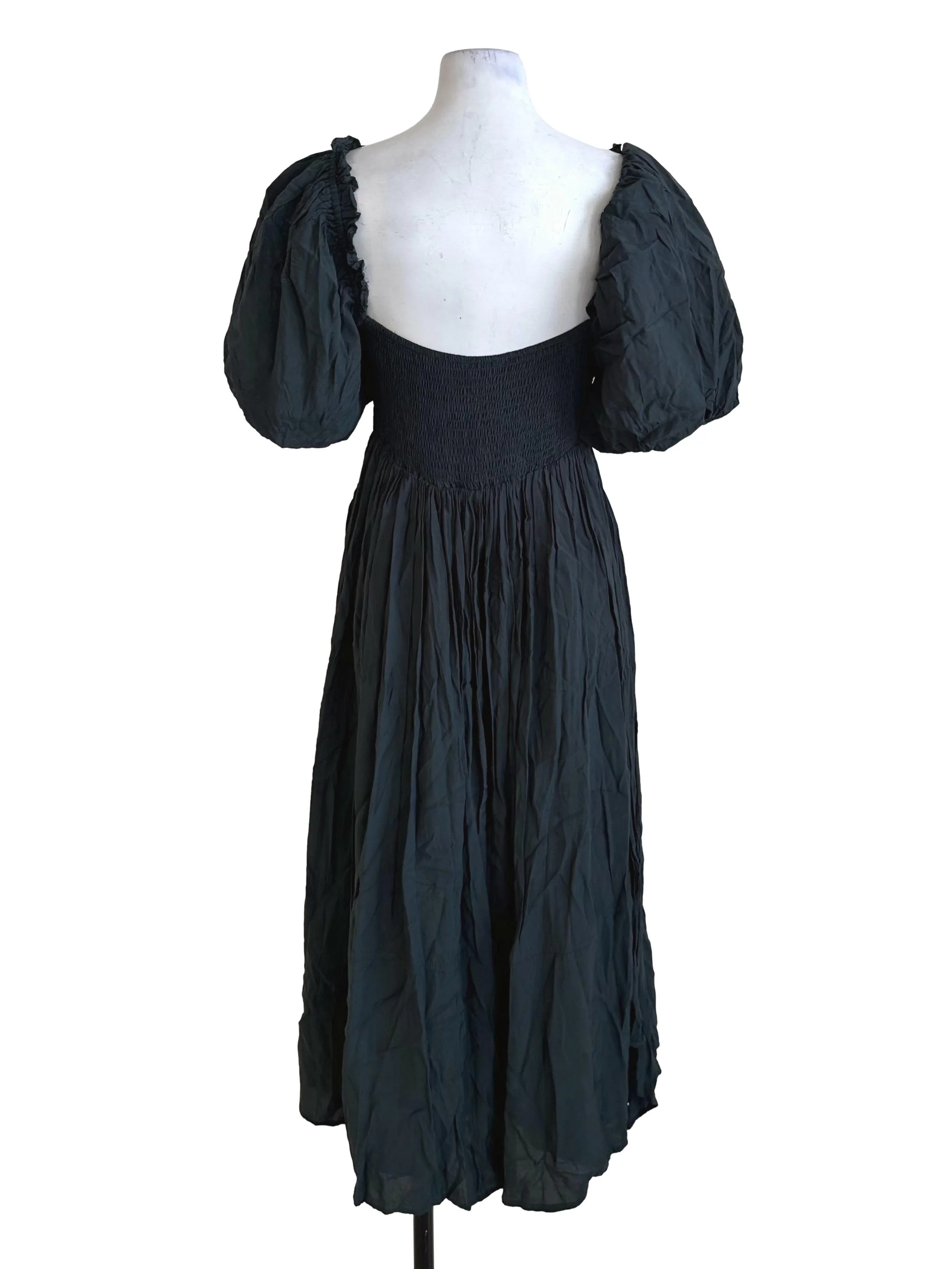 Dark Green Square Neck Puff Sleeve Dress TEM - Image 2
