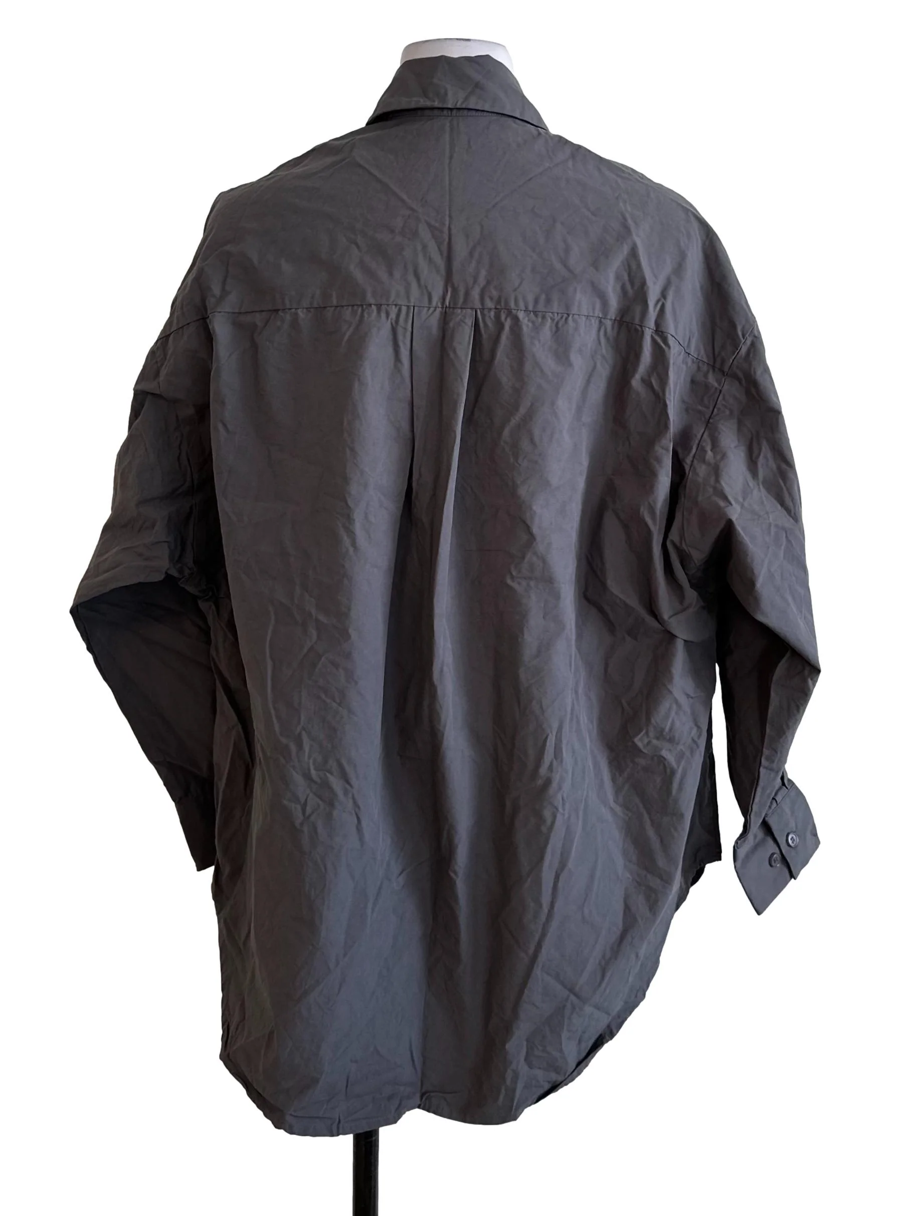 Dark Grey Collar Button Top - Image 2