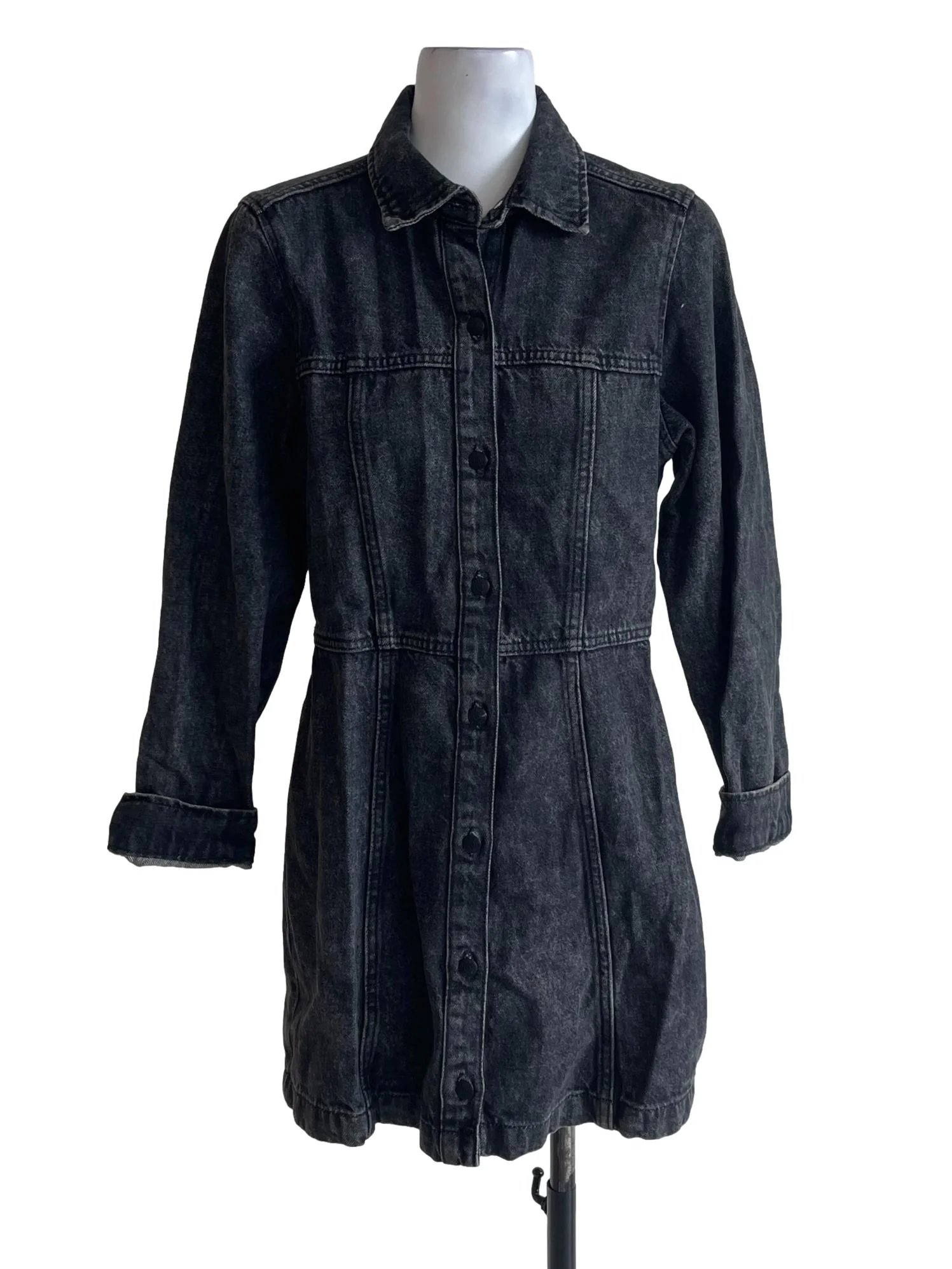 Dark Grey Denim Button Up Dress