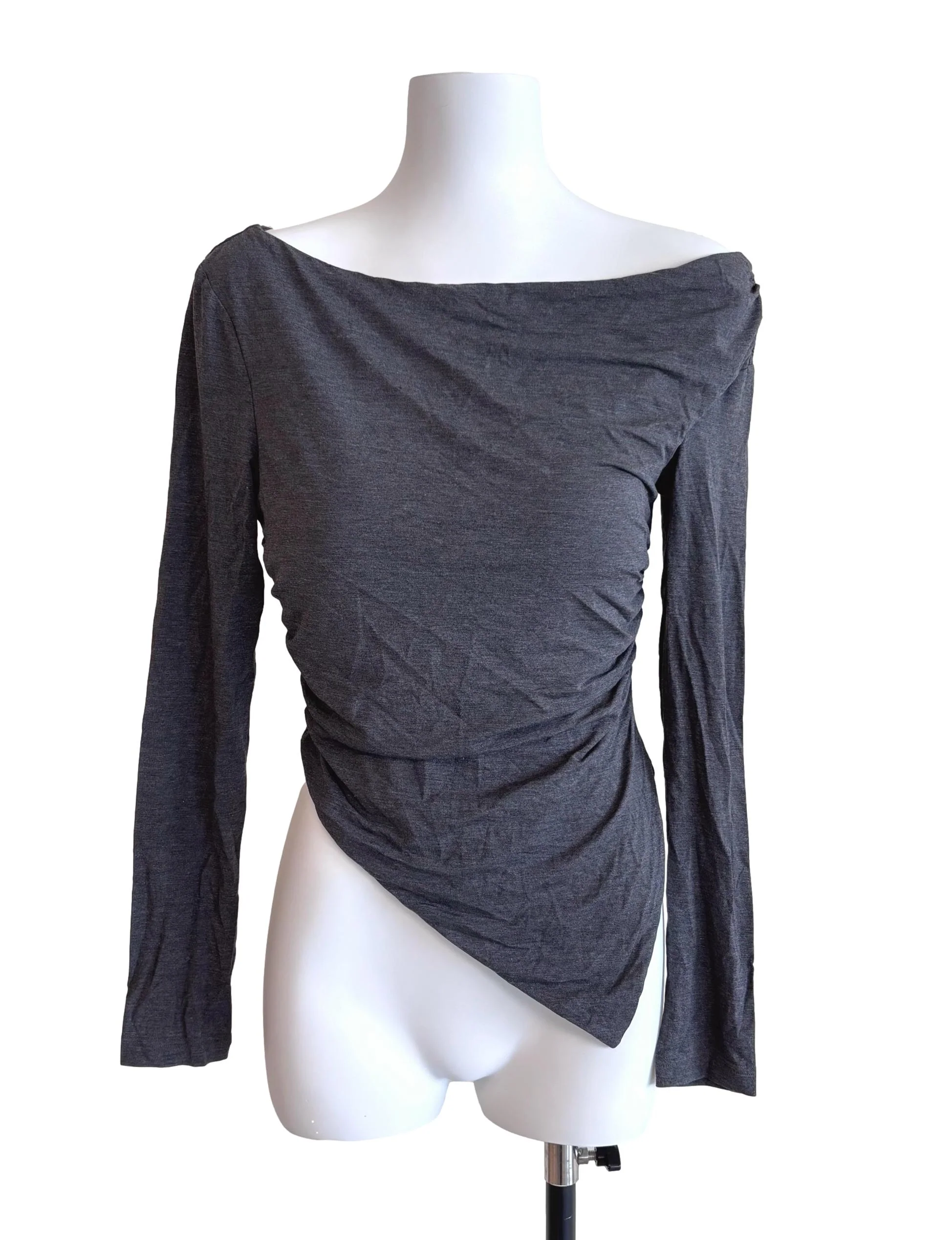 Dark Grey Long Sleeve Asymmetric Top