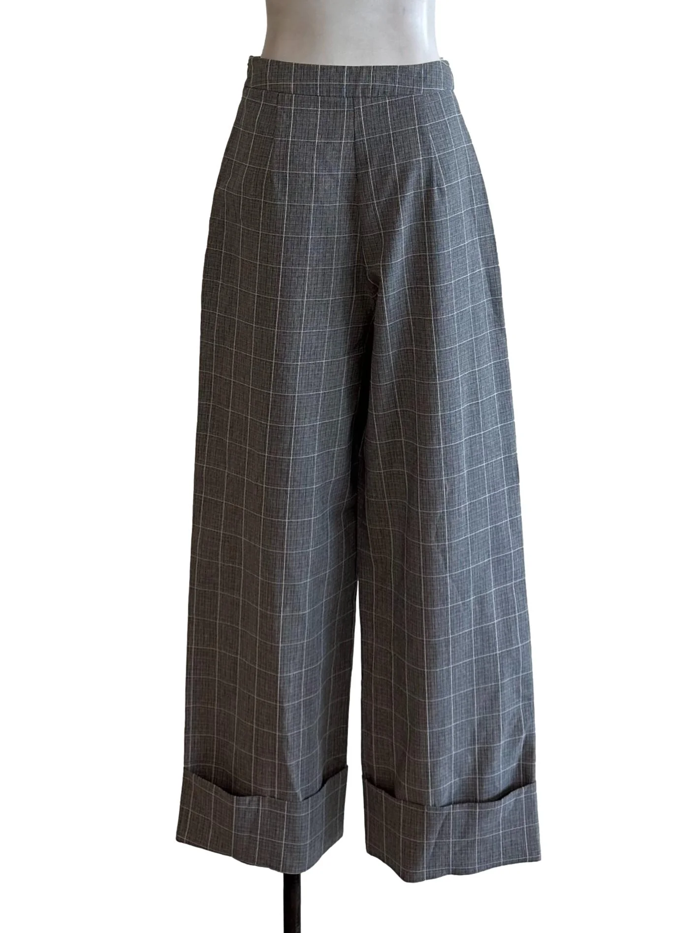 Dark Grey Plaid Pattern Pants - Image 2