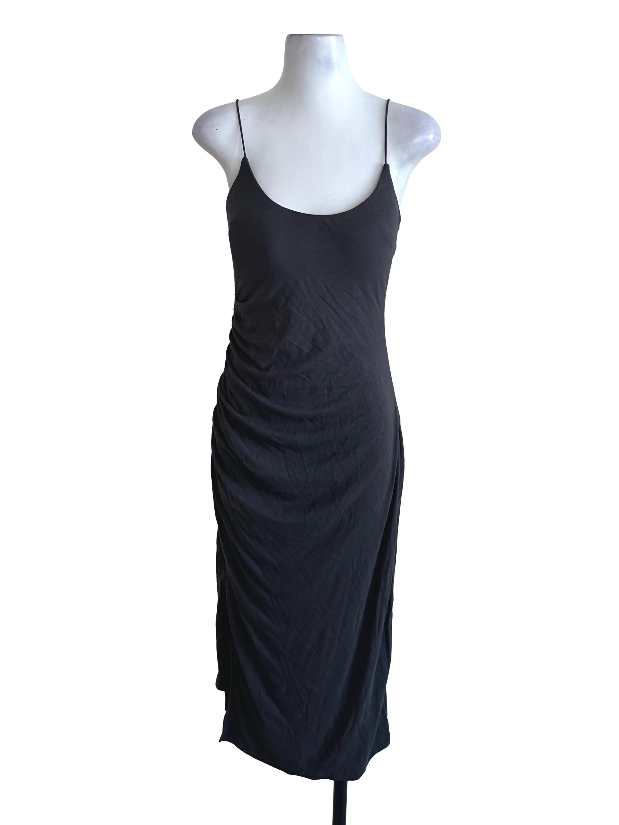 Dark Grey Scoop Neckline Bodycon Dress