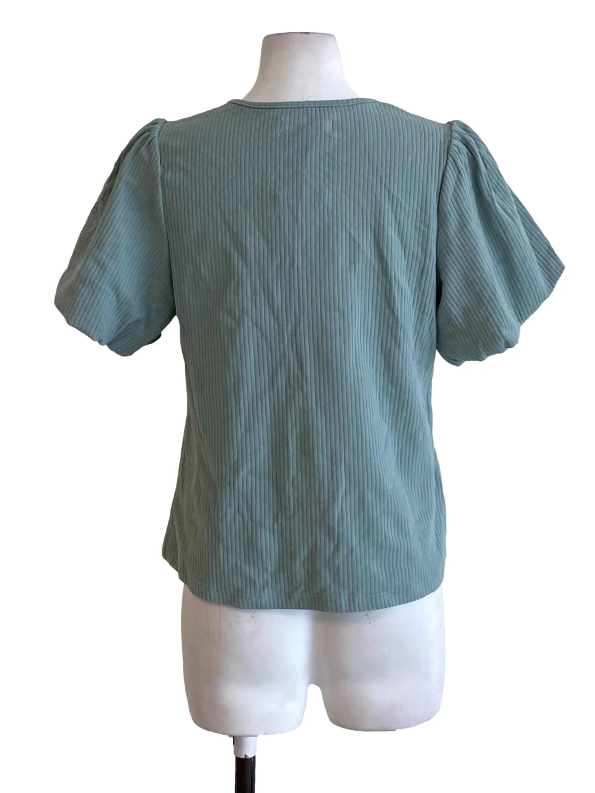Dark Pistachio Green Round Neck Short Sleeve Shirt - Image 2