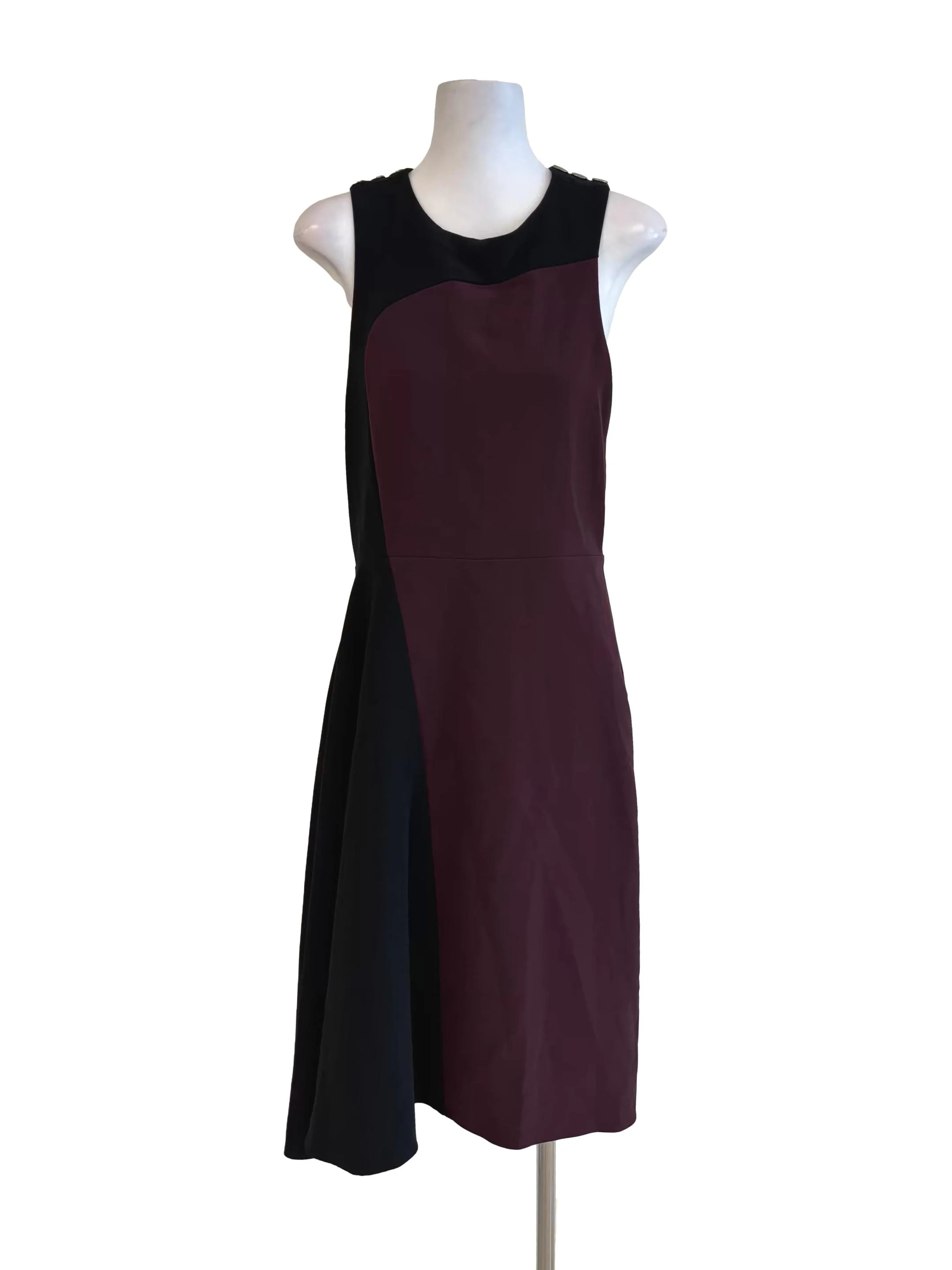 Dark Plum Black Sleeveless A-Line Dress