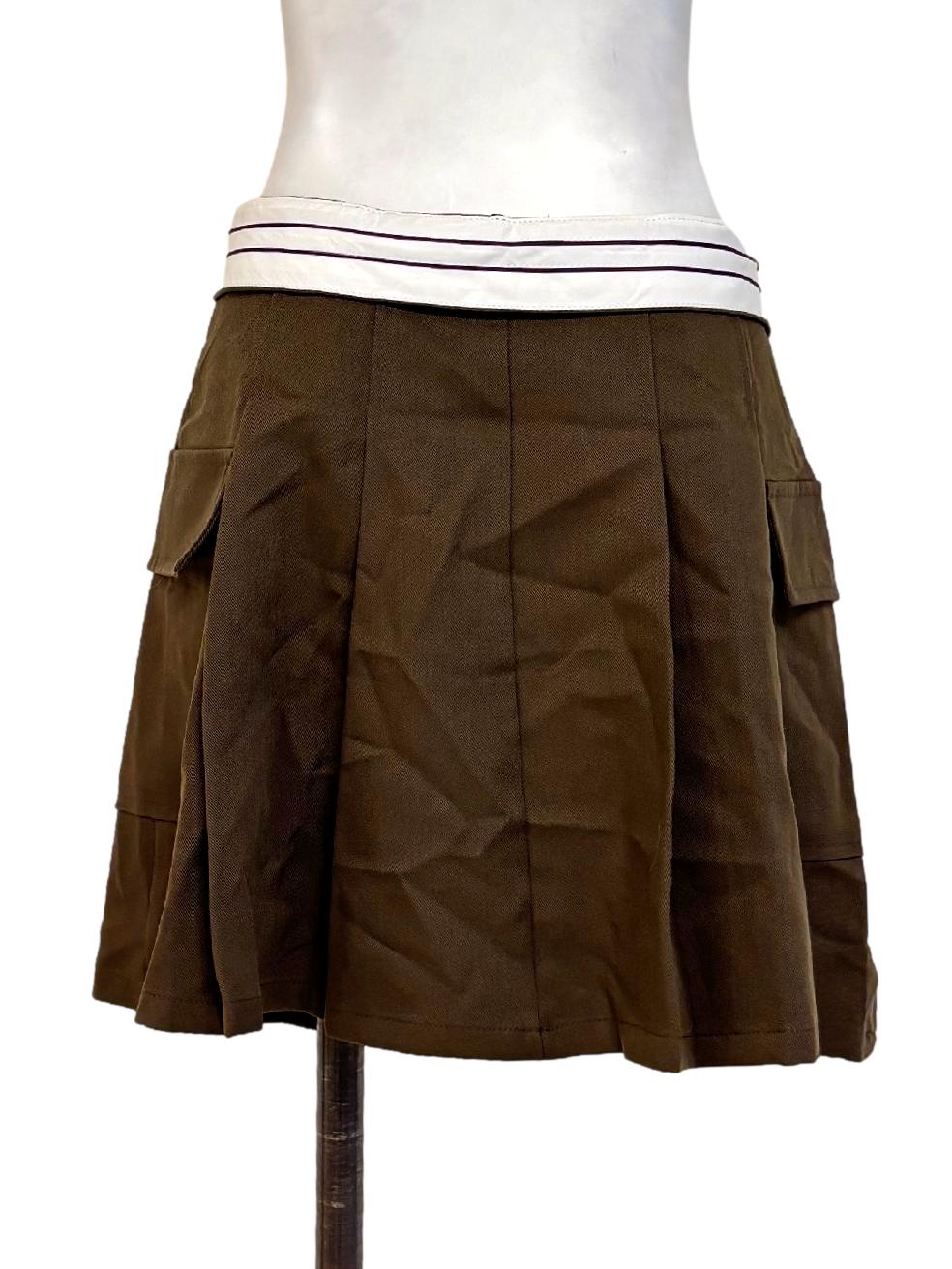 Dark Taupe Mini Skirt YHF - Image 2