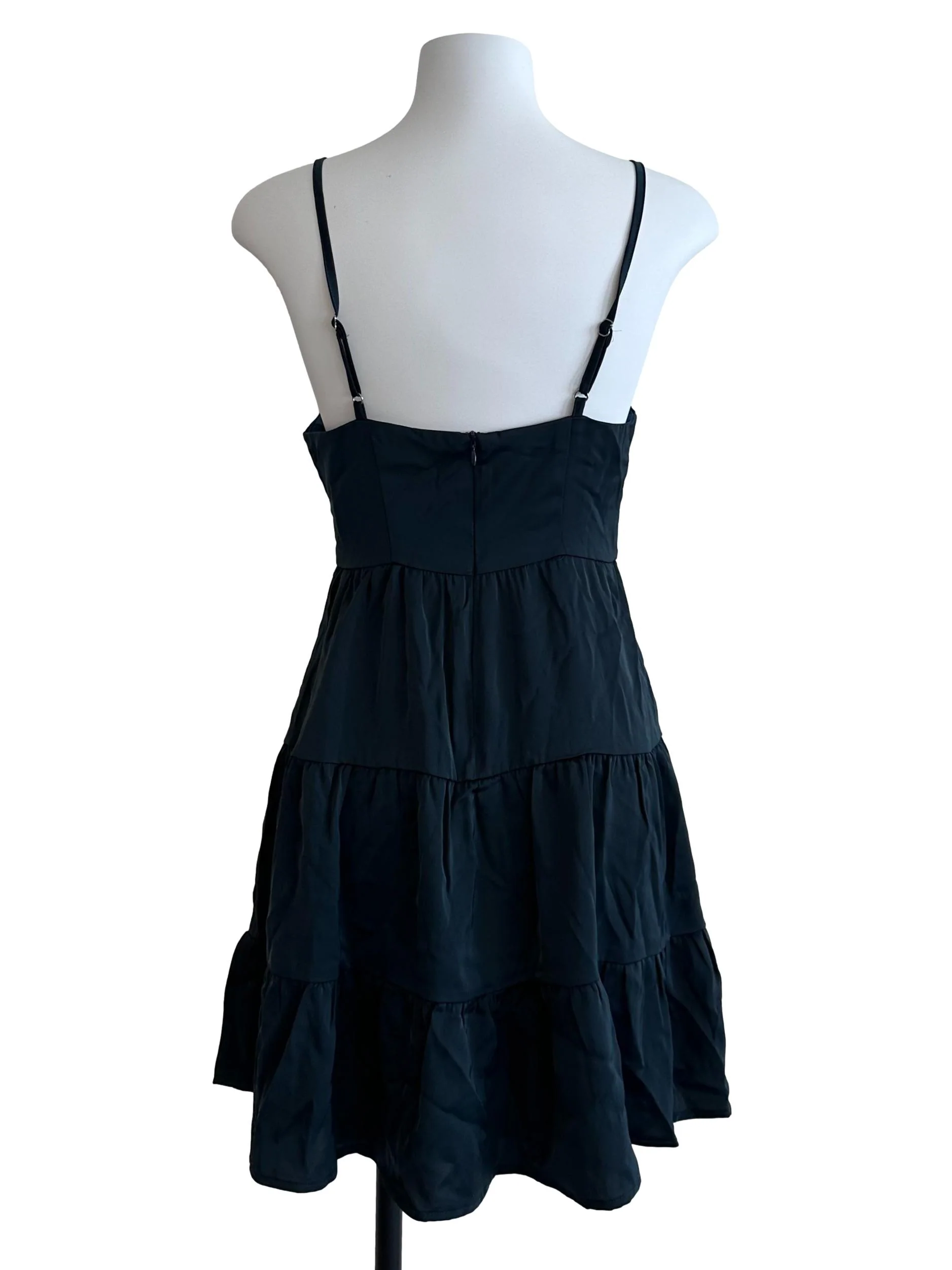 Dark Teal Blue Square Neck Tiered Dress - Image 2