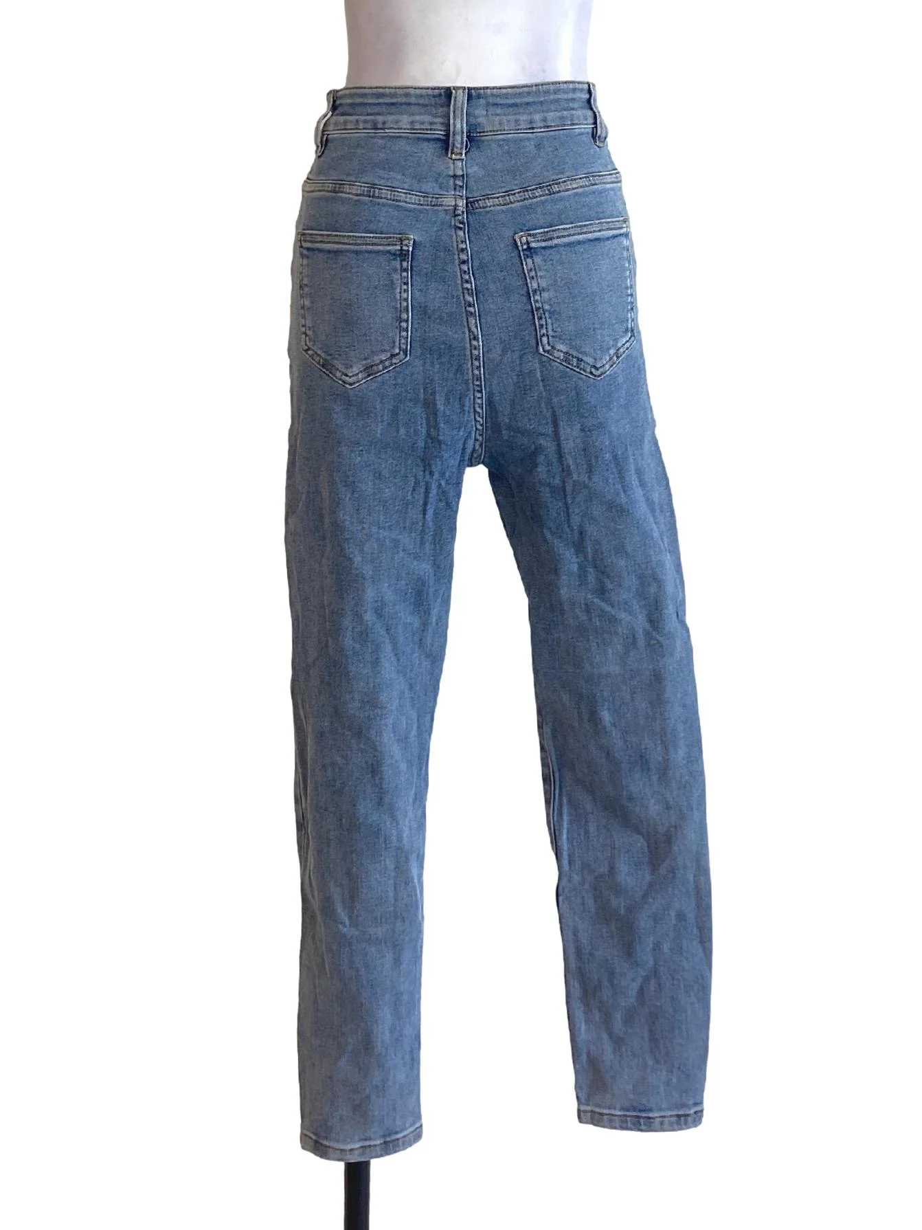 Denim Blue Buttoned Skinny Fit Jeans - Image 2