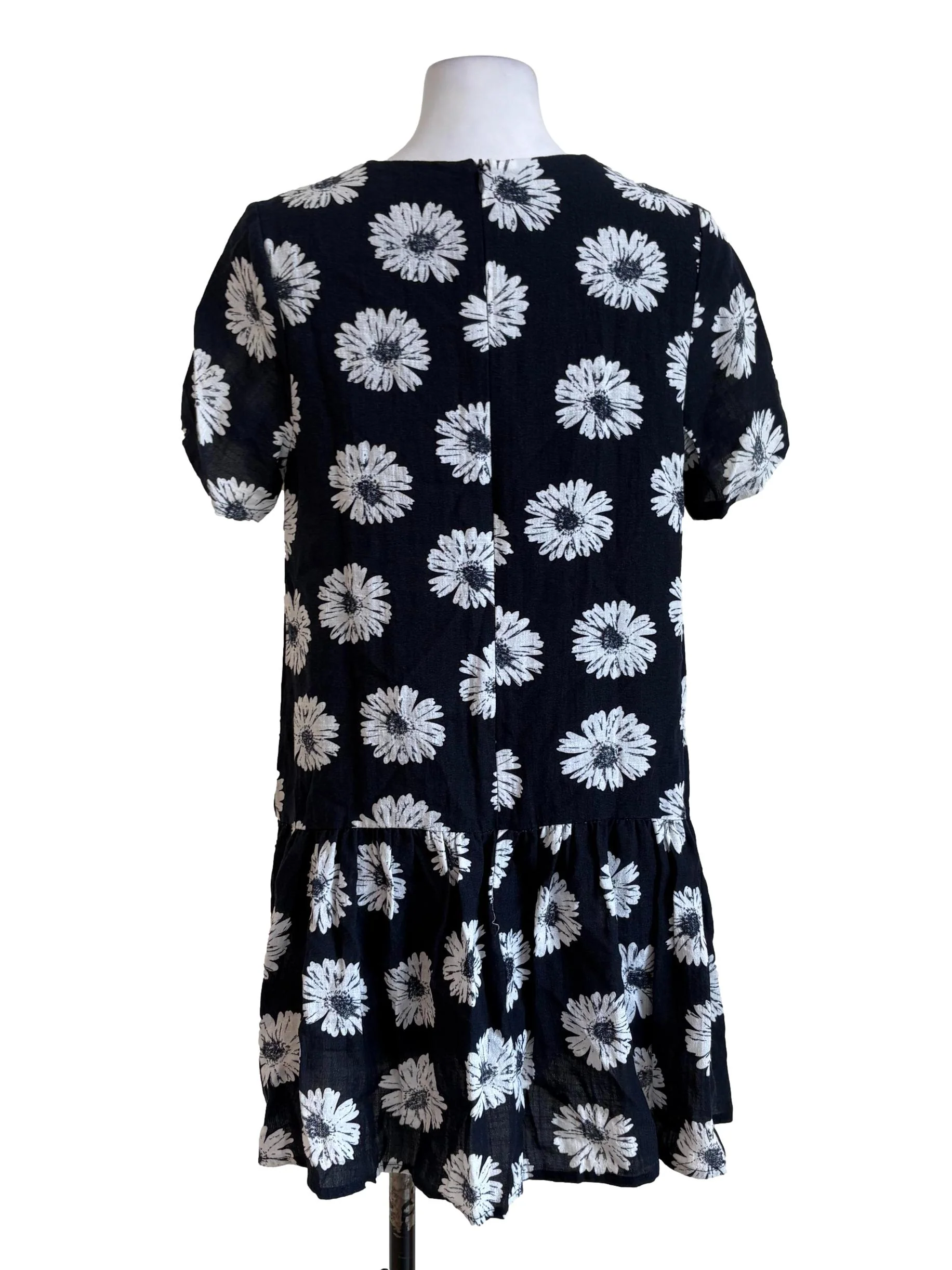 Denim Blue Daisy Print Ruffle Dress - Image 2