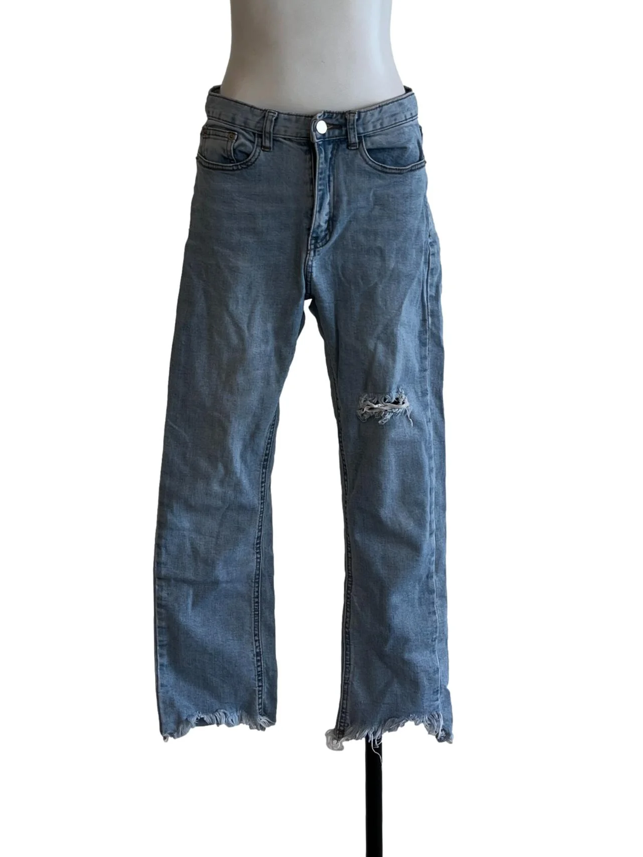 Denim Blue Distressed Skinny Jeans