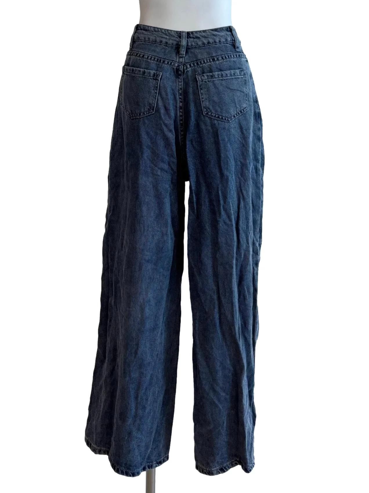 Denim Blue Lined Wide Jeans - Image 2