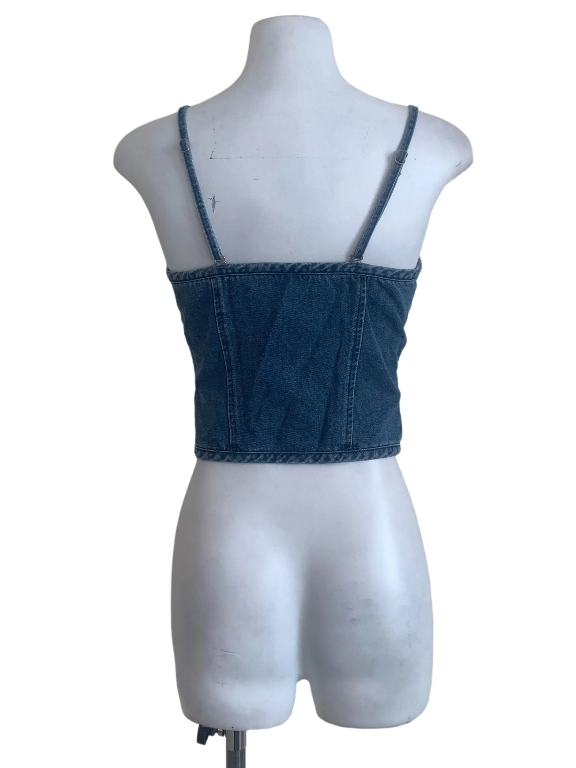 Denim Blue Spaghetti Strap Corset Top - Image 2