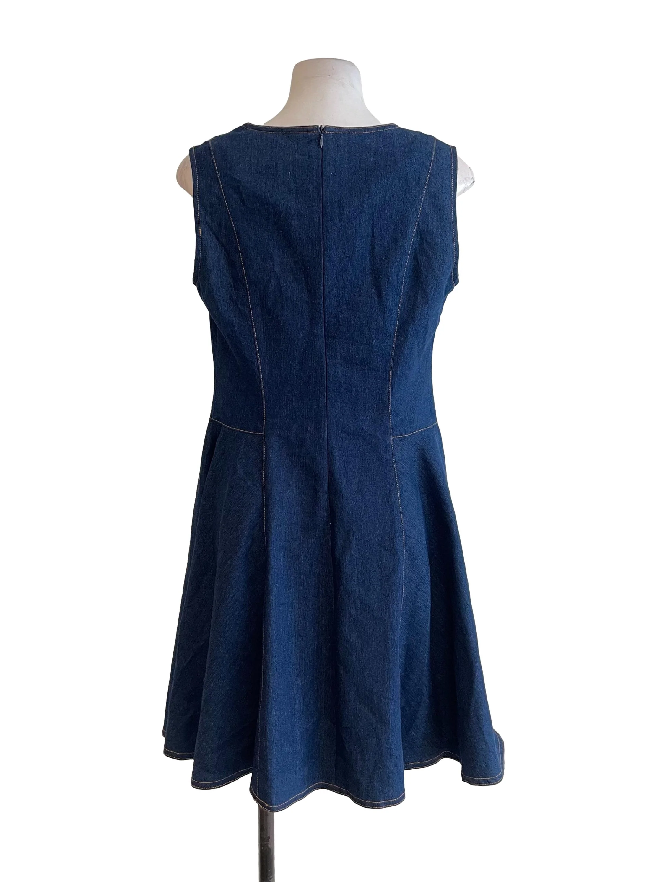 Denim Blue V Neck Dress - Image 2