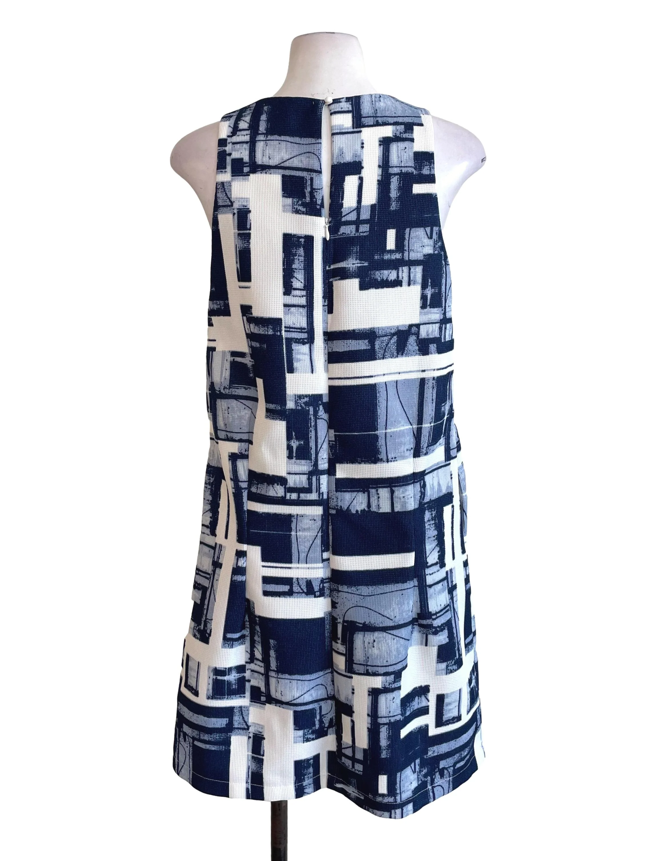 Denim Blue & White Waffle Shift Dress - Image 2