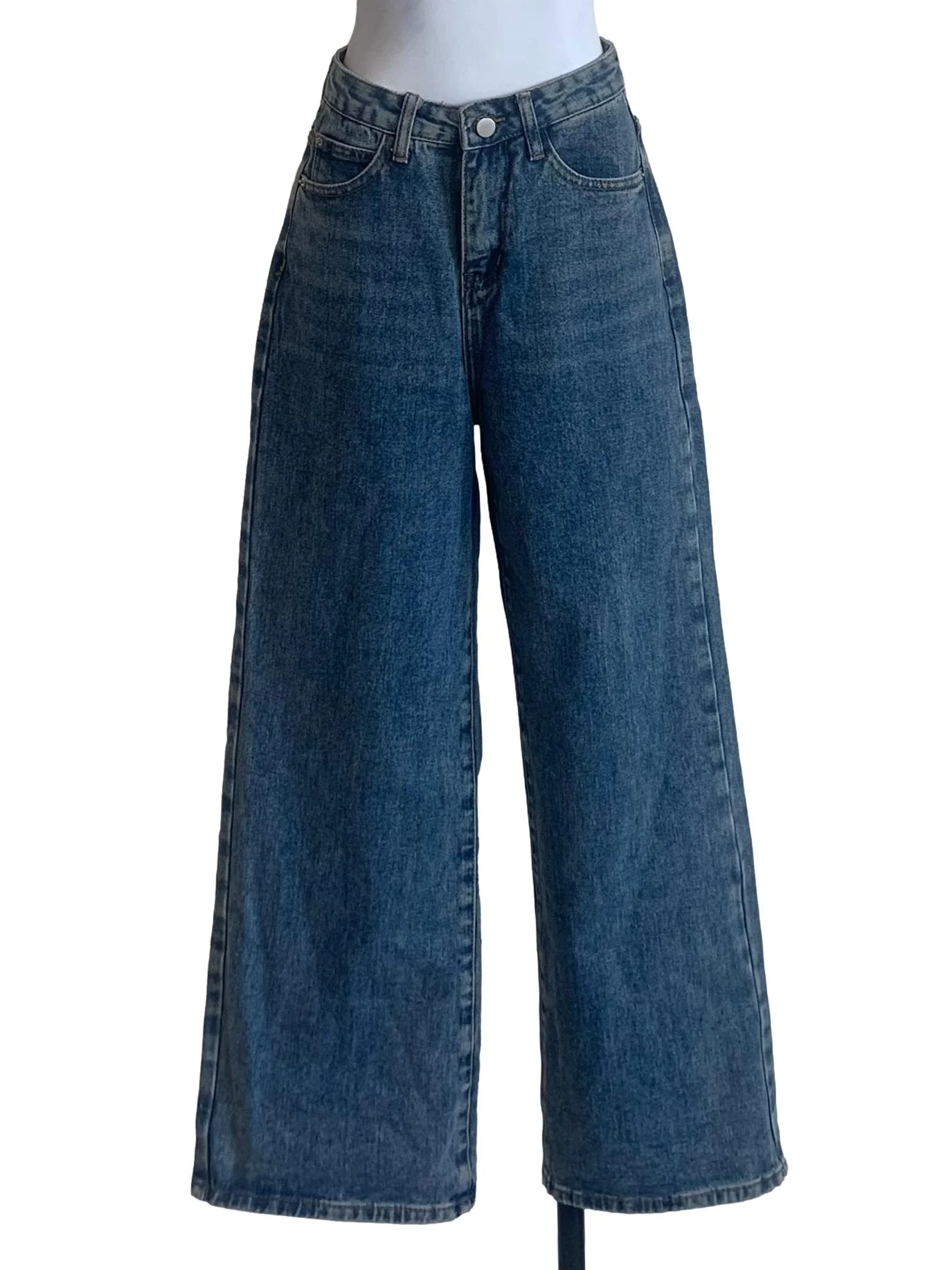 Denim Blue Wide Leg Jeans