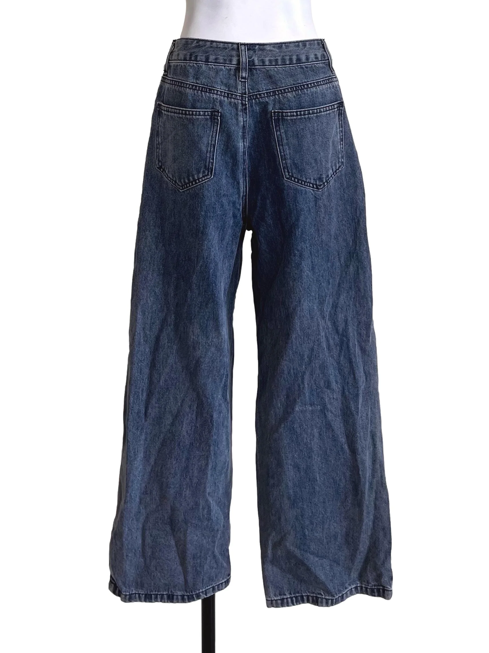 Denim Blue Wide Leg Jeans - Image 2