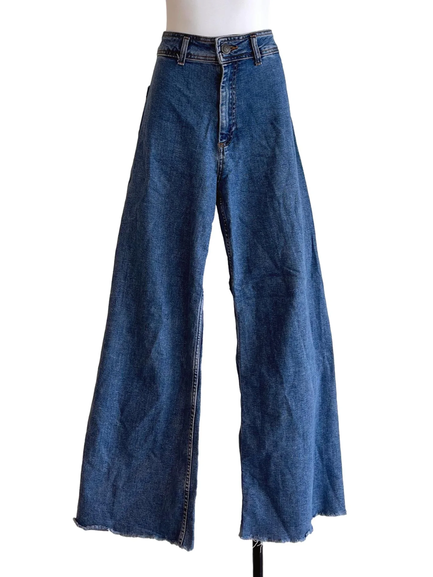 Denim Blue Wide Leg Jeans
