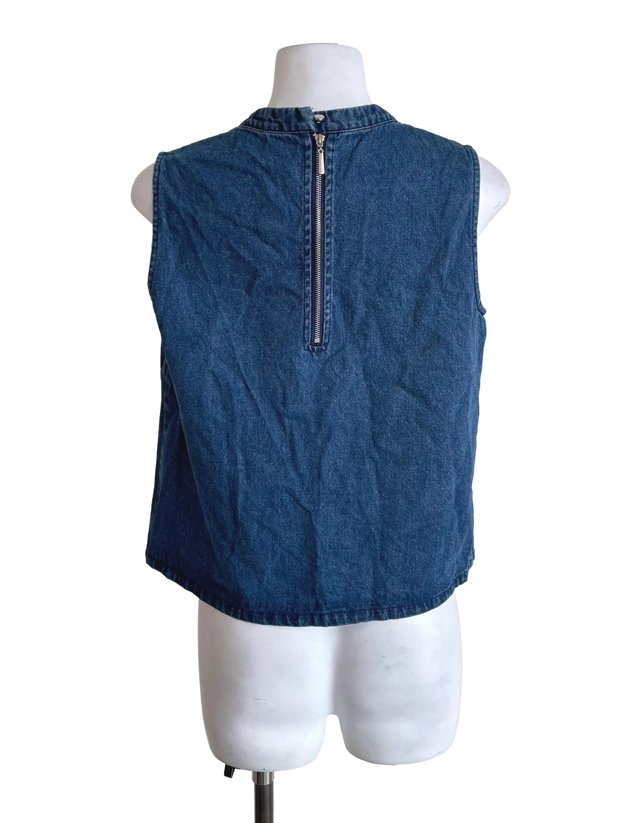 Denim Love Buttons Mandarin Top - Image 2