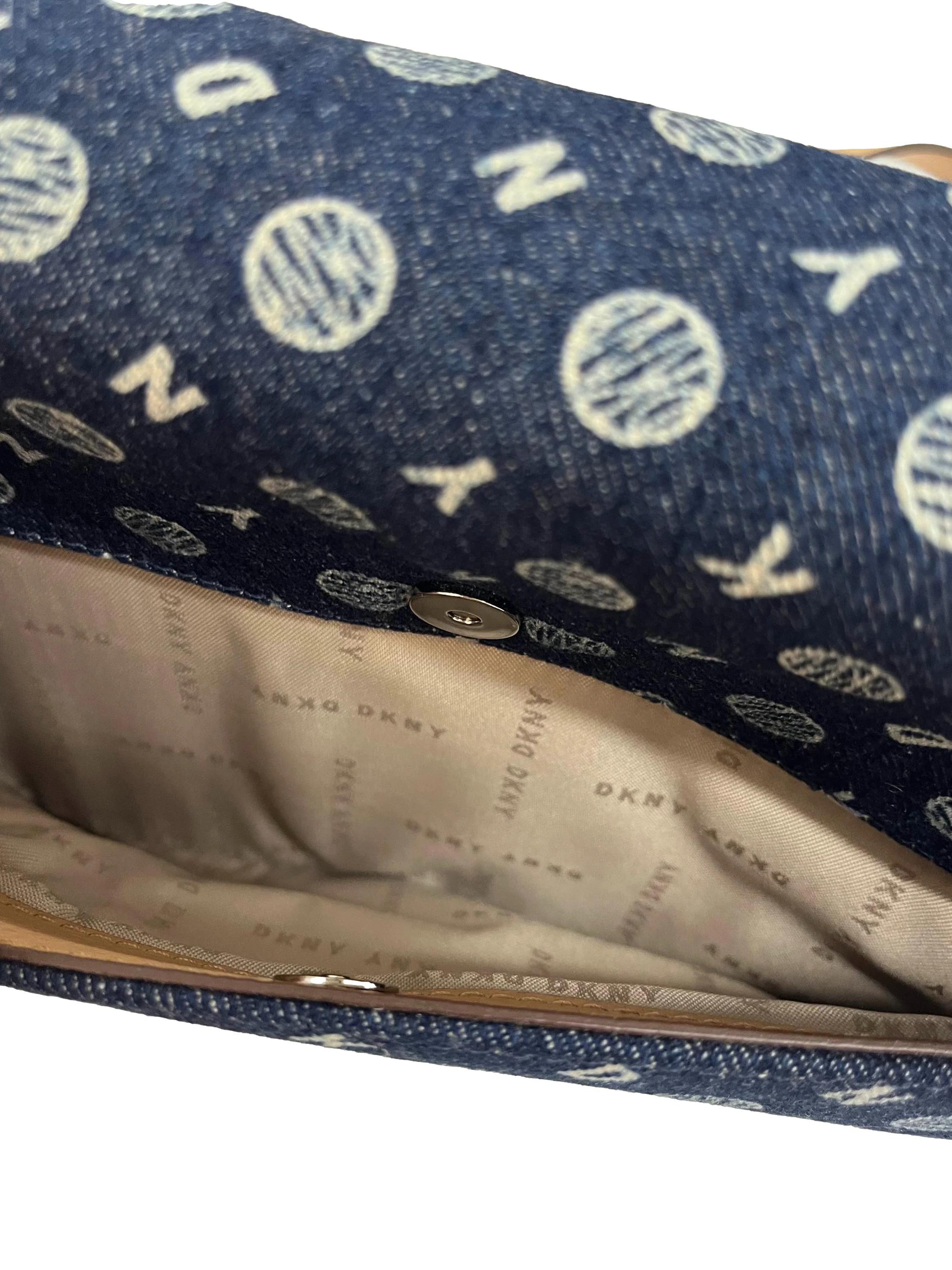 Denim Monogram Shoulder Bag With Metal Detailing - Image 7
