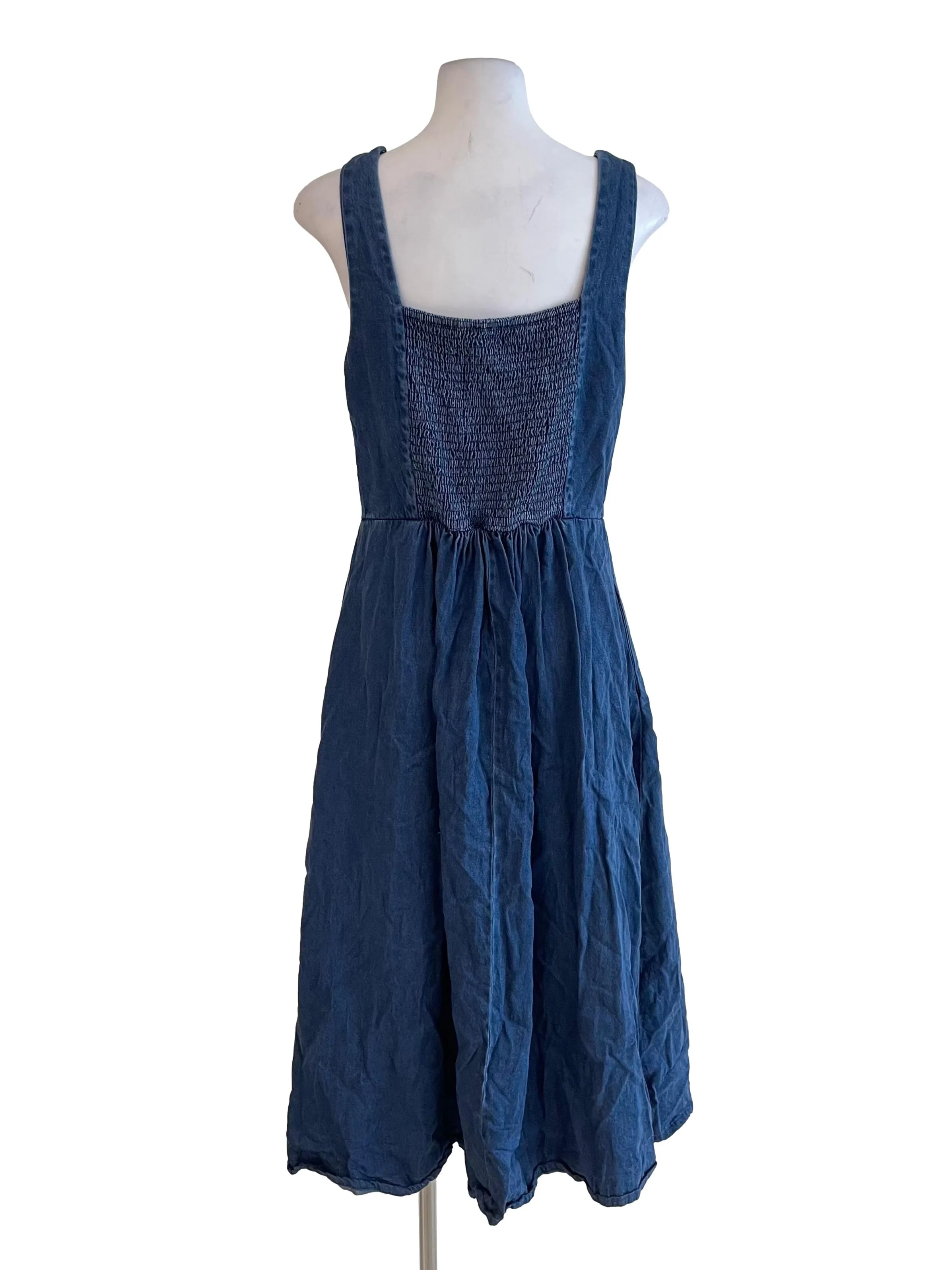 Denim Sleeveless Peasant Dress - Image 2