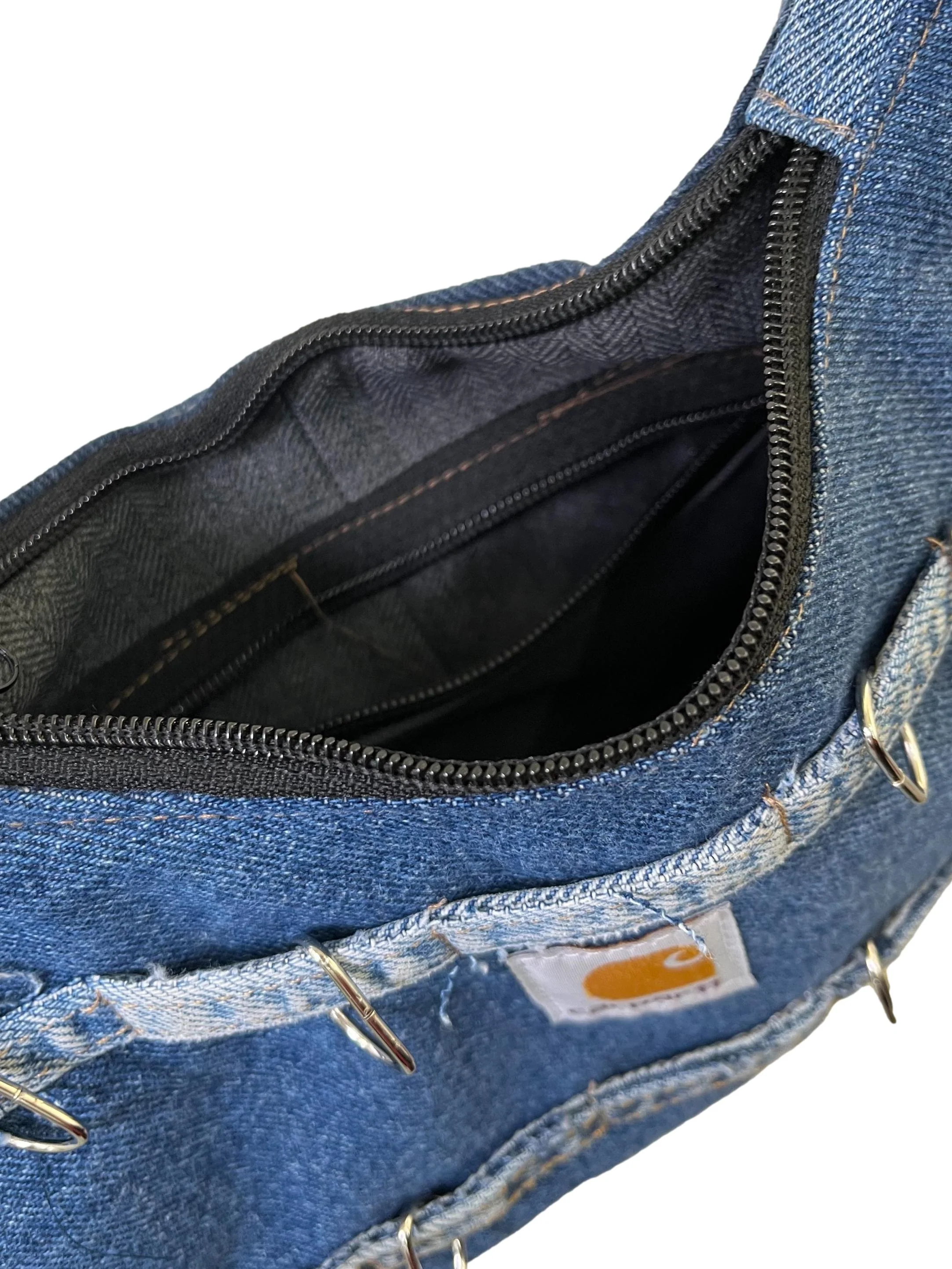 Denim Studded All Across Reworked Handbag - Image 3