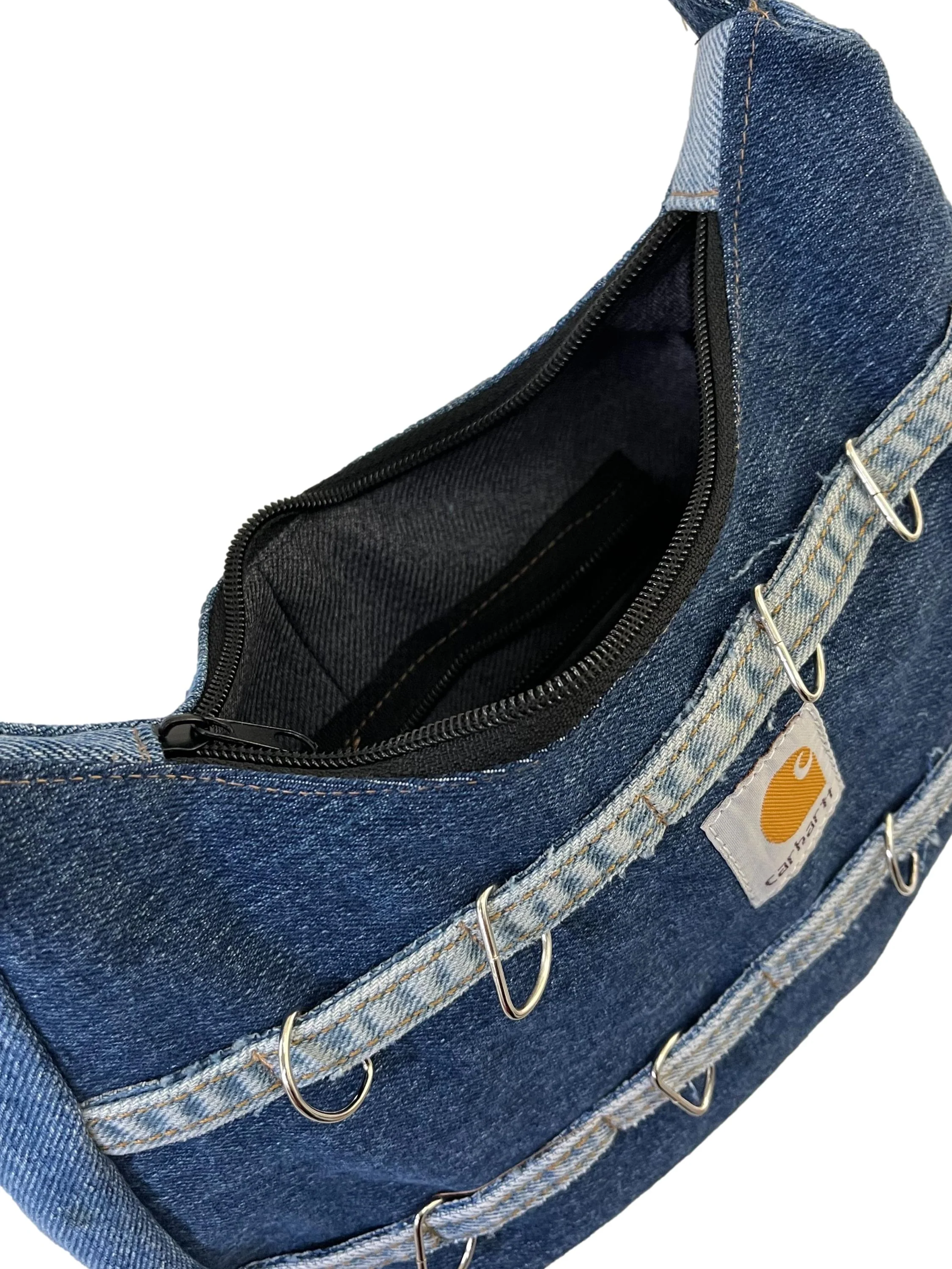 Denim Studded All Across Reworked Handbag - Image 3