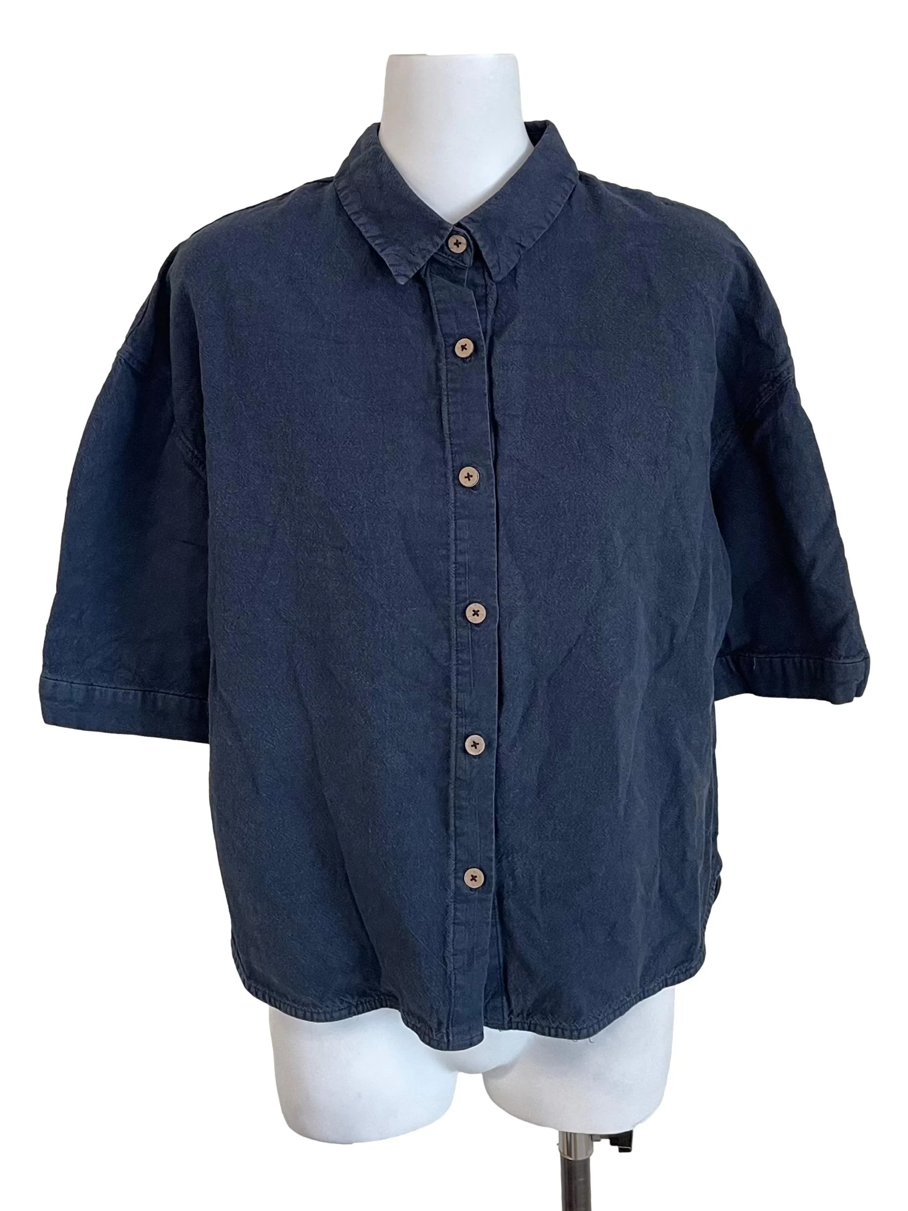 Denim Textured Boxy Shirt