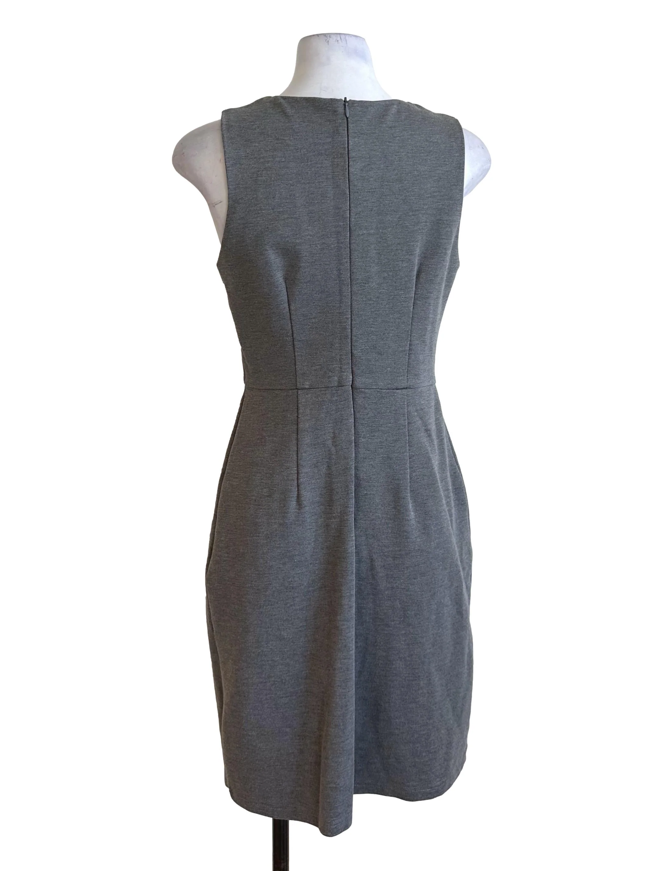 Dove Grey Round Neck Button Dress - Image 2