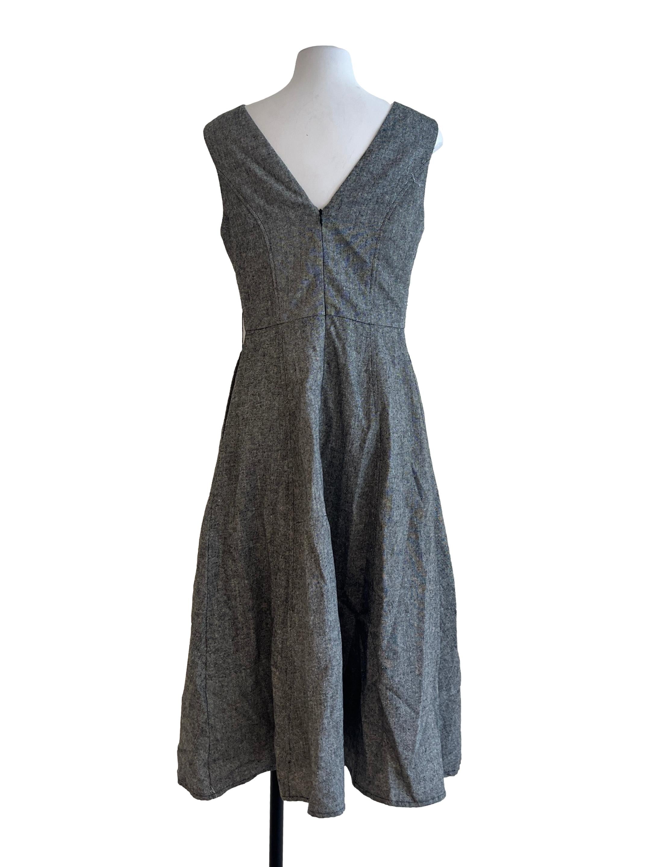 Dove Grey V-Neck Sleeveless Dress - Image 2