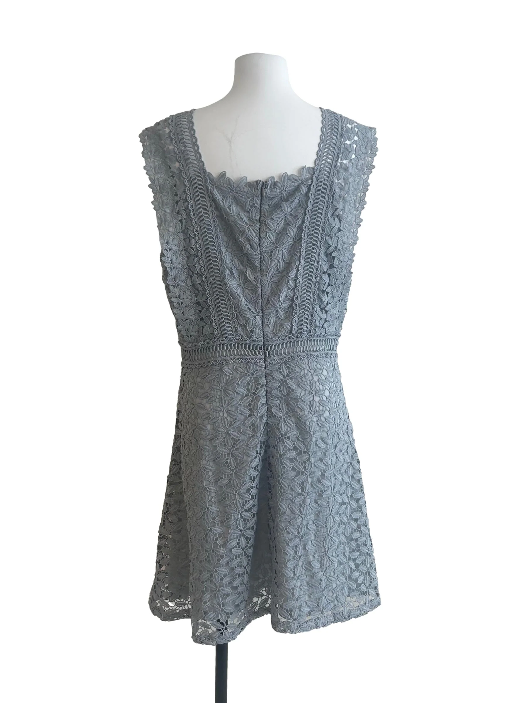 Dusty Blue Eyelet Sleeveless Dress - Image 2