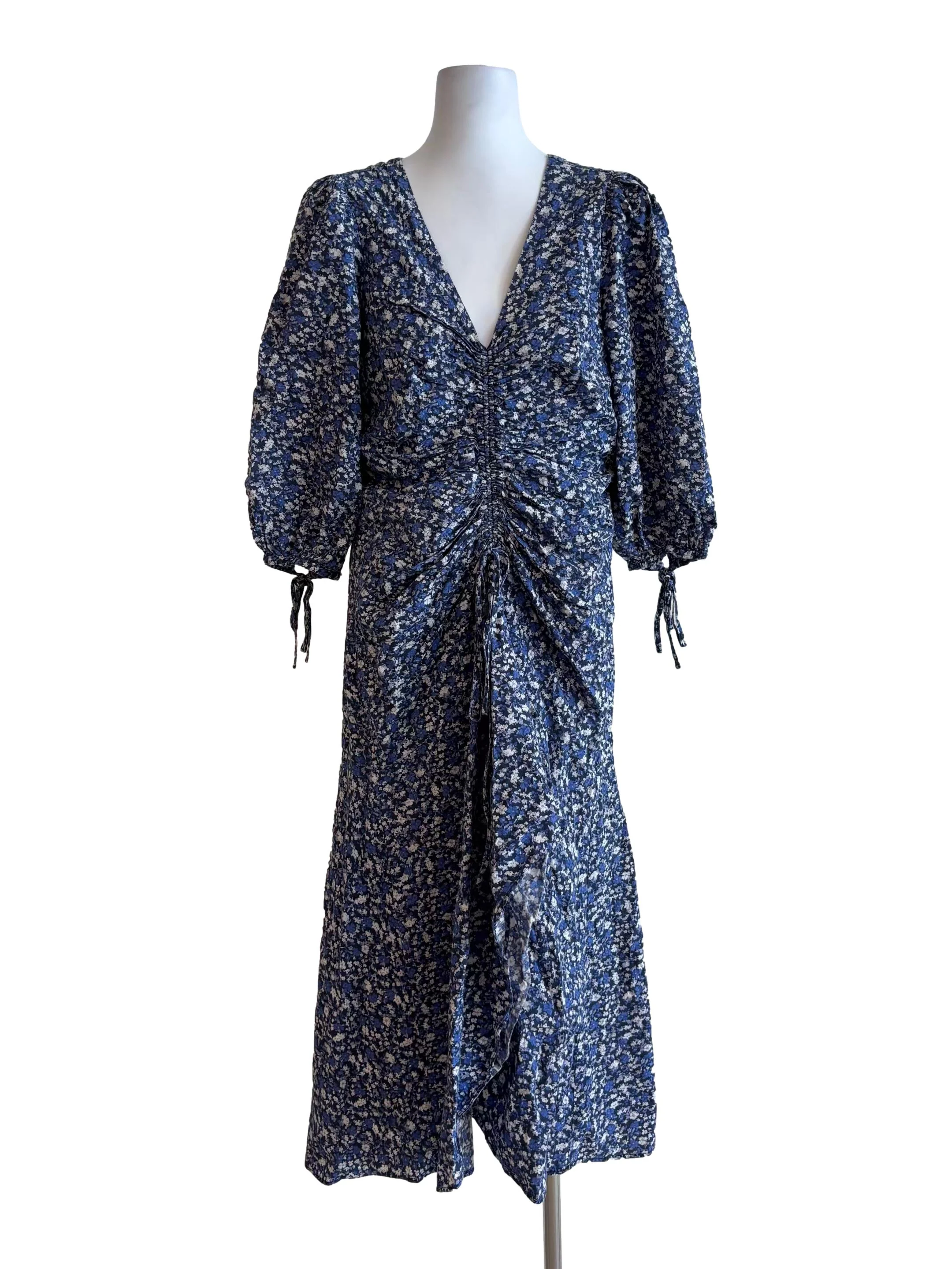 Dusty Blue Floral Cotton Dress
