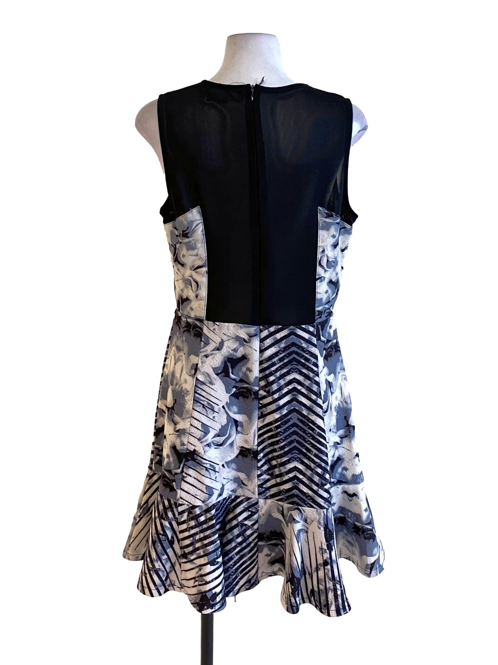 Dusty Blue Floral Printed Ruffle Hem Dress - Image 2
