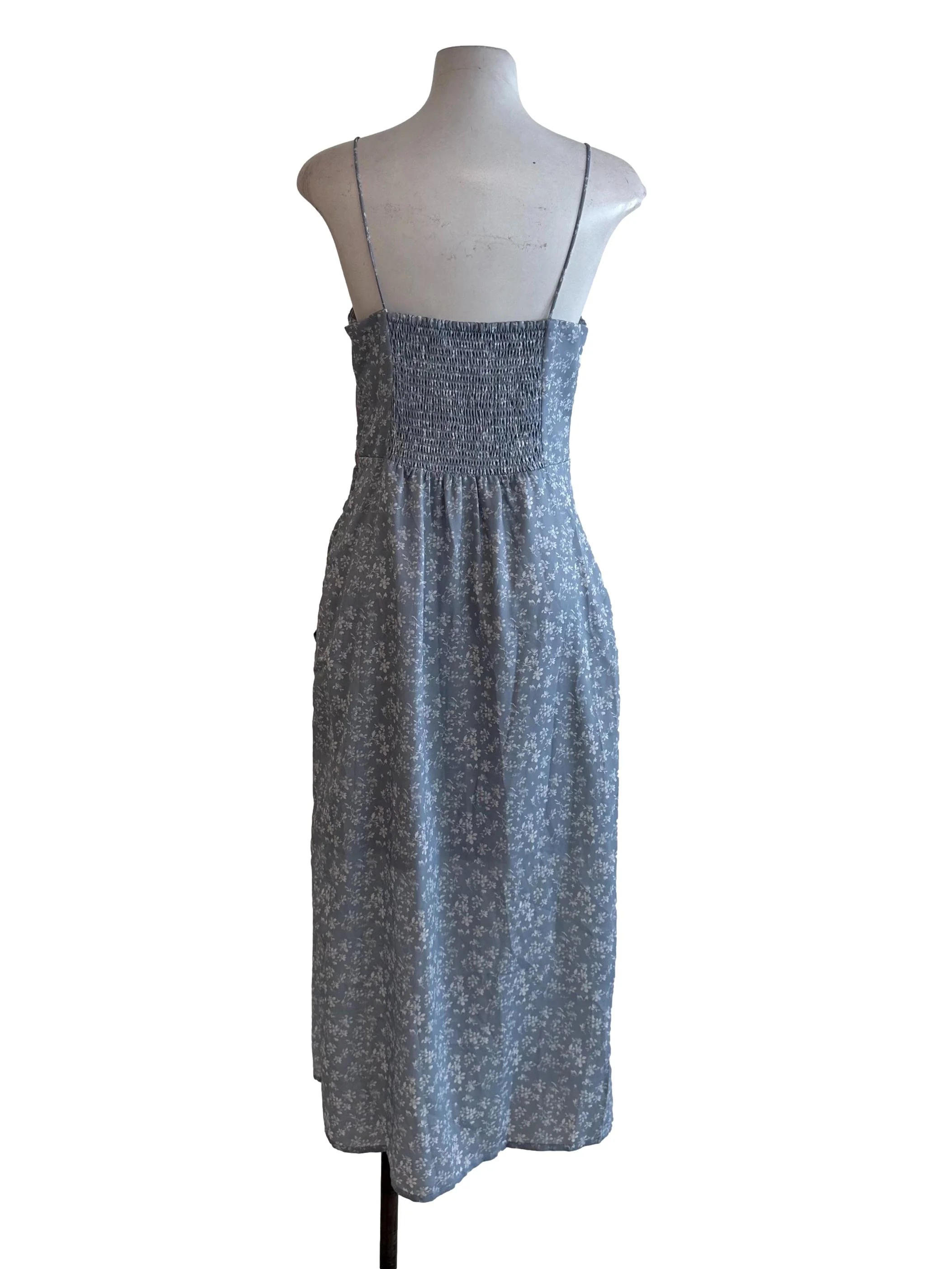 Dusty Blue Pattern Slit Dress - Image 2