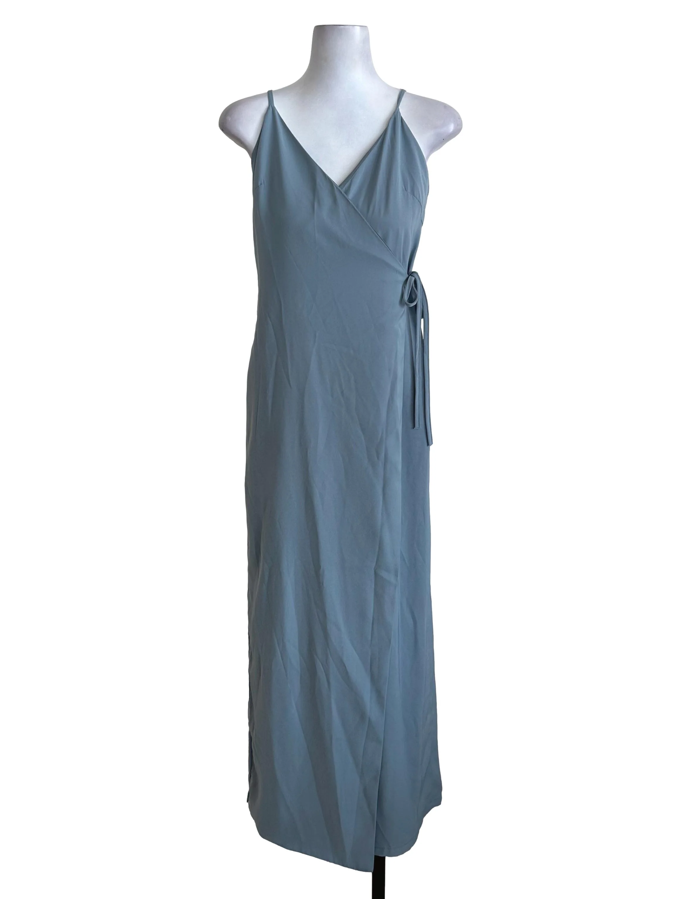 Dusty Blue V Neck Wrap Jumpsuit TEM