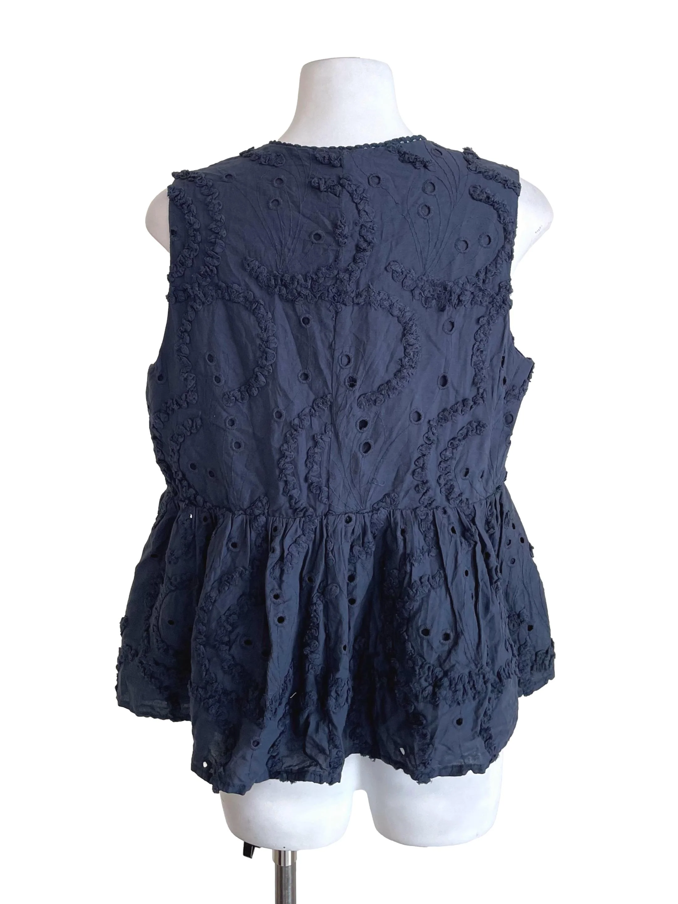 Dusty Denim Eyelet Peplum Top TCL - Image 2