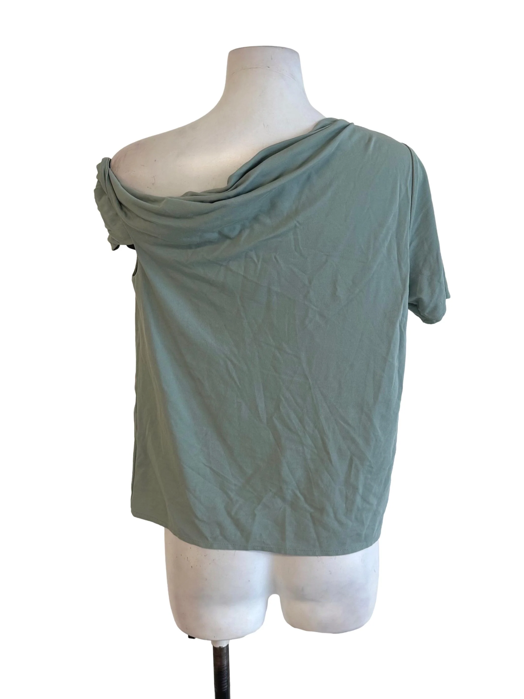 Dusty Green Cowl Asymmetric Top LB - Image 2